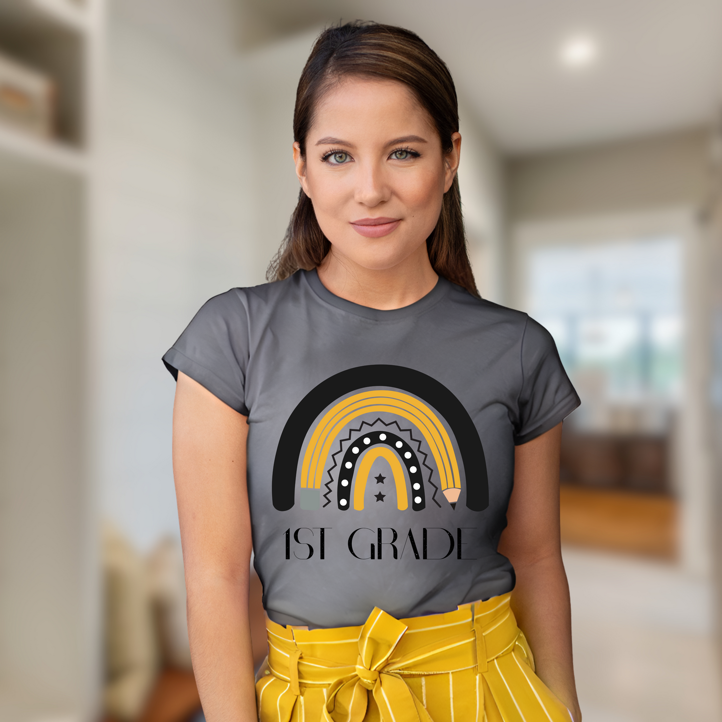 Customizable Teacher Rainbow Tee β Add Your Grade Level