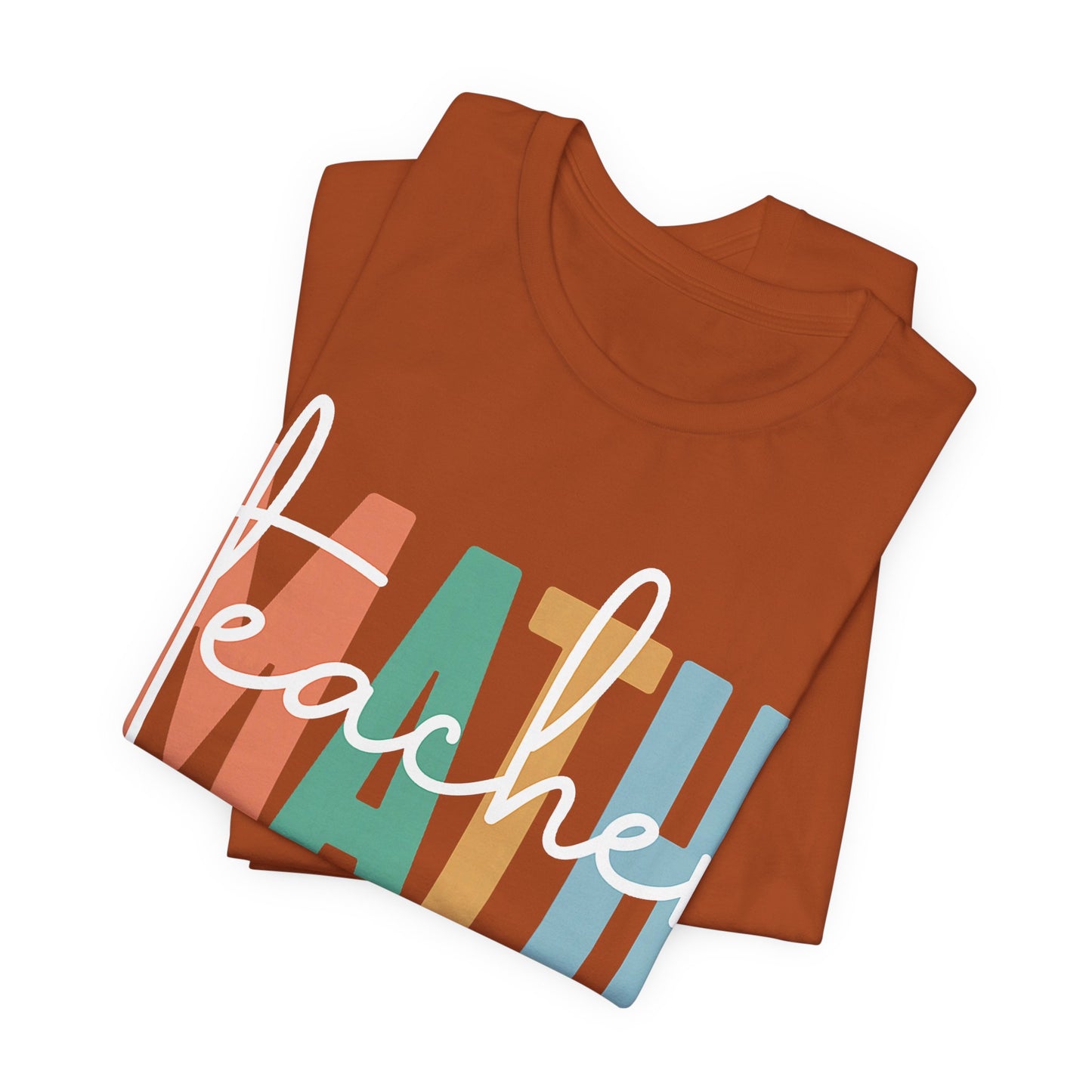 Teacher Mom T-Shirt – “teacher” over colorful MAMA letters, "like a normal teacher only way cooler"