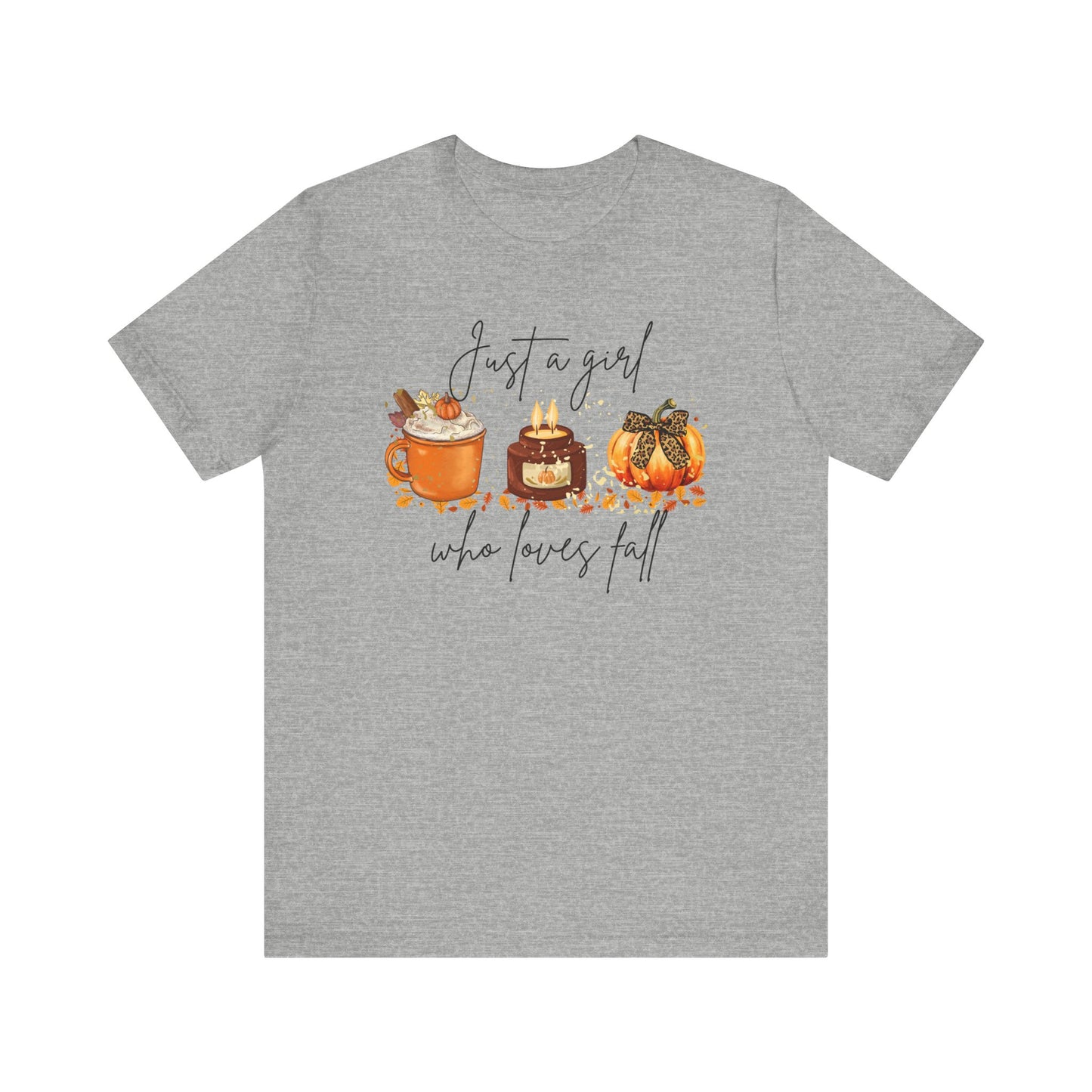 Fall Graphic Tee — "Just a Girl Who Loves Fall" Pumpkin Spice Shirt