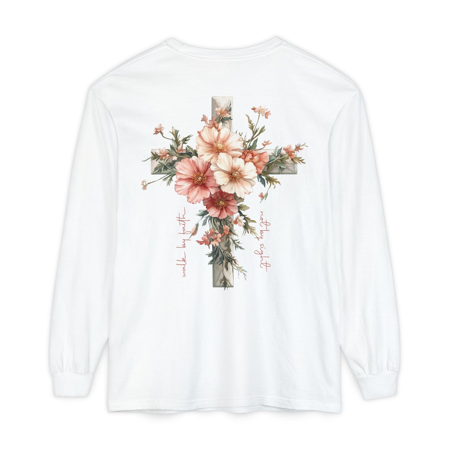 Jesus Is the Light Floral Cross Long Sleeve Tee