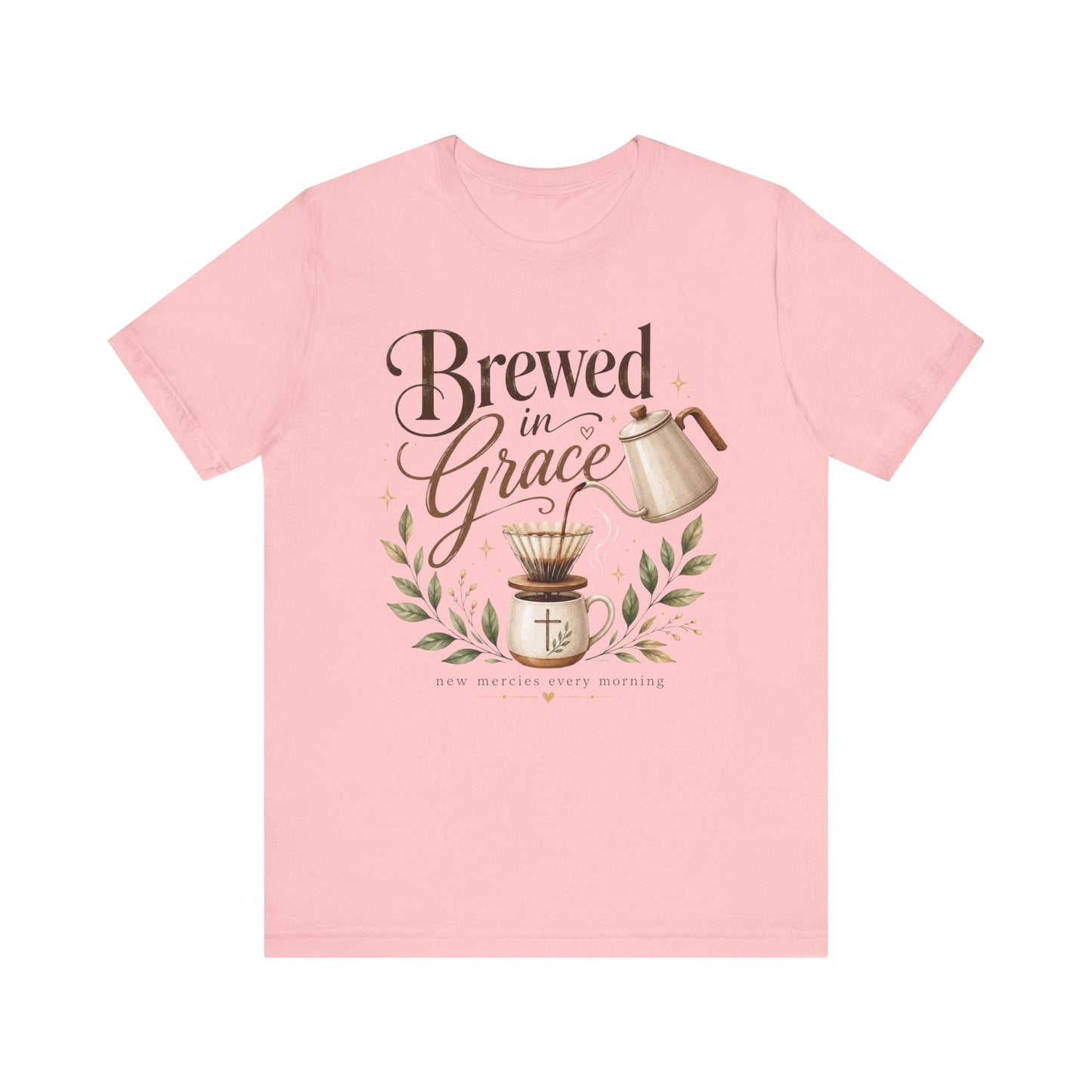 Brewed in Grace Coffee Tee — Faith & Coffee Graphic T-Shirt
