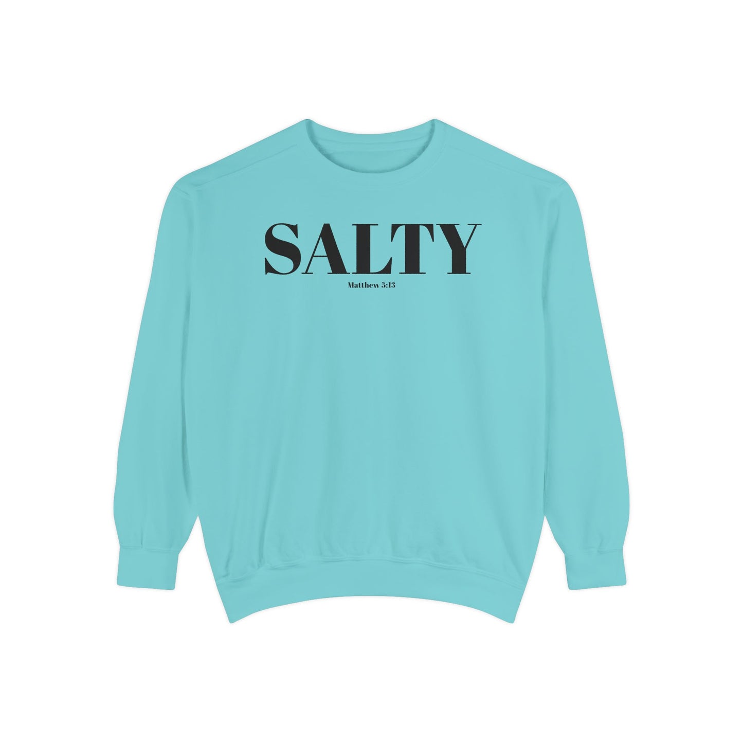 Salty Graphic Sweatshirt — Beachy Minimalist Crewneck for Coastal Living