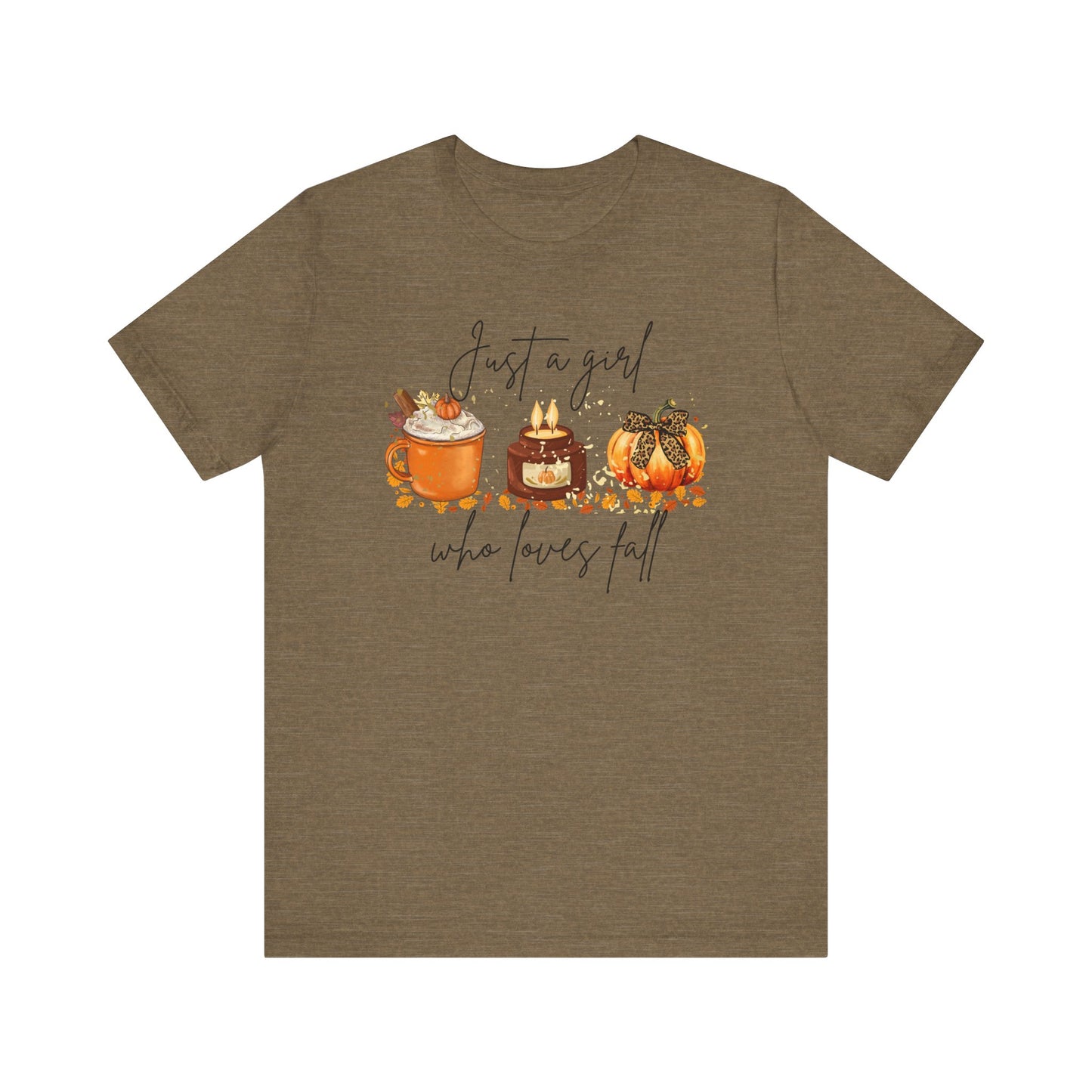 Fall Graphic Tee — "Just a Girl Who Loves Fall" Pumpkin Spice Shirt
