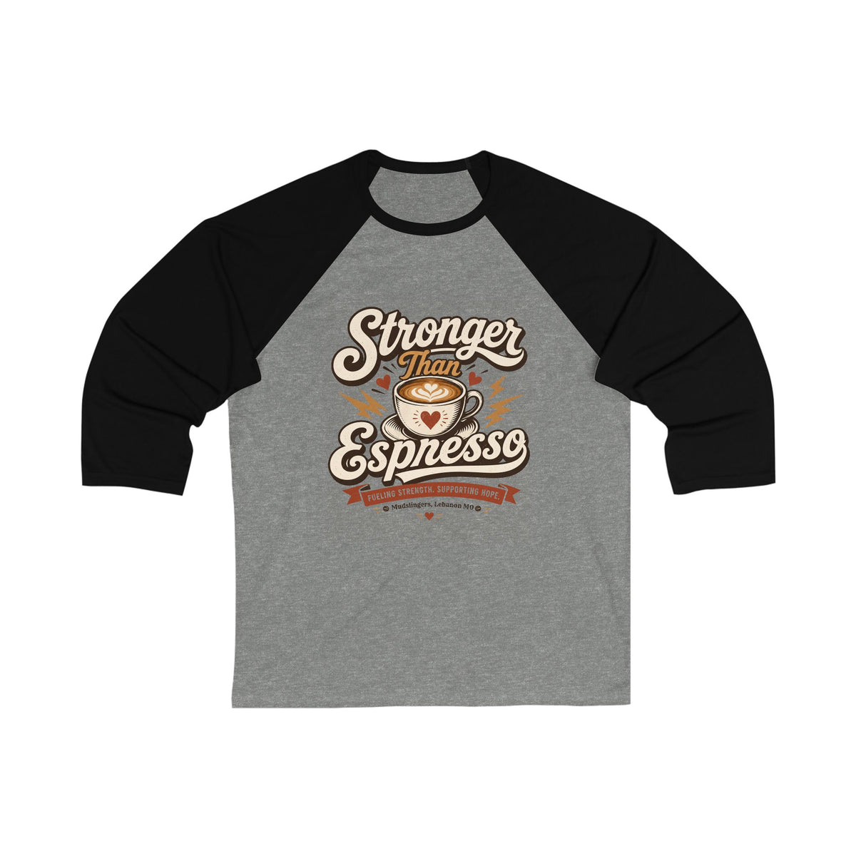 Baseball Tee — "Stronger Than Espresso" Coffee Lover 3/4 Sleeve Raglan