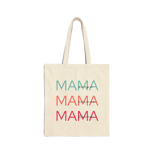 Mama Trio Canvas Tote Bag — Stylish Mom Grocery & Everyday Market Bag