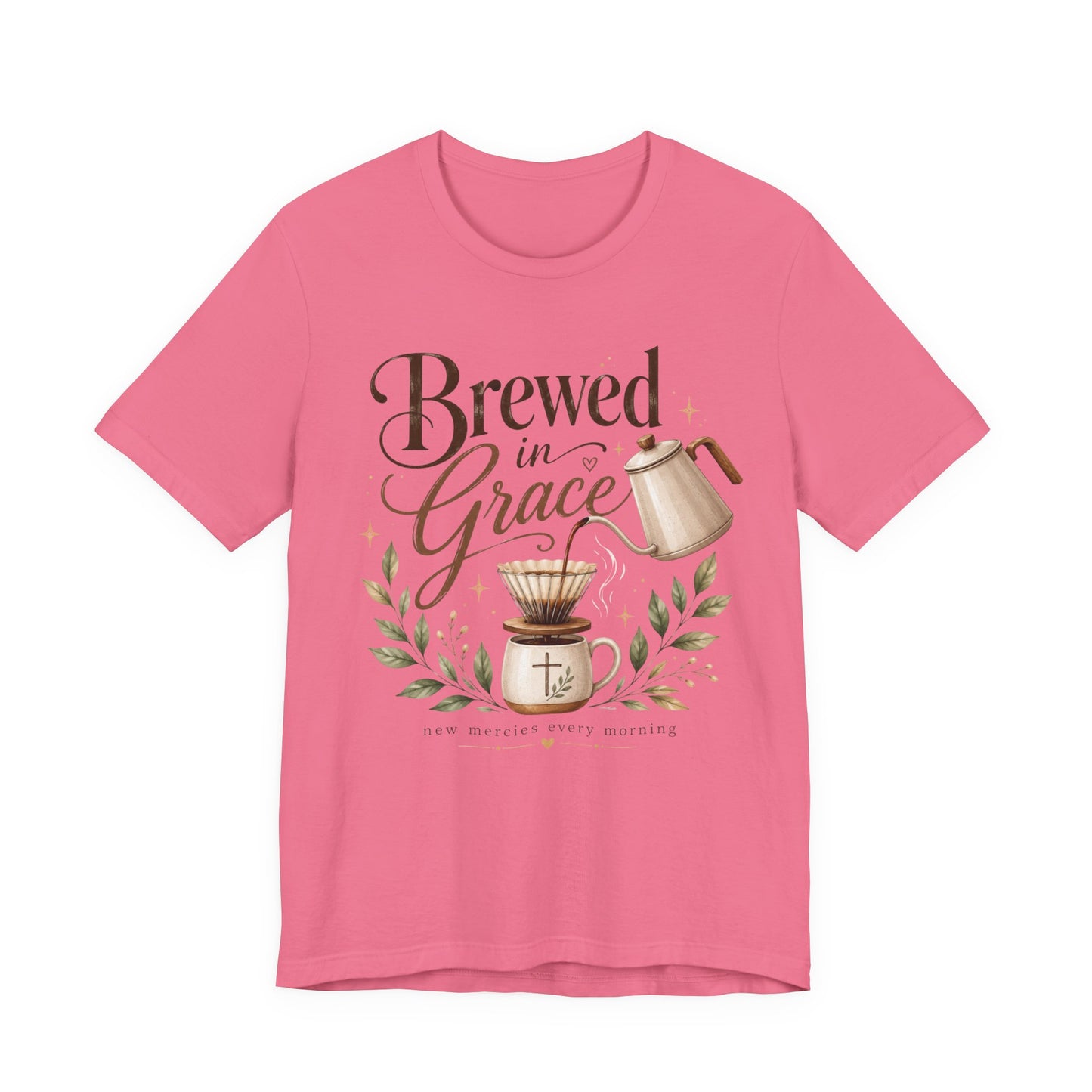 Brewed in Grace Coffee Tee — Faith & Coffee Graphic T-Shirt
