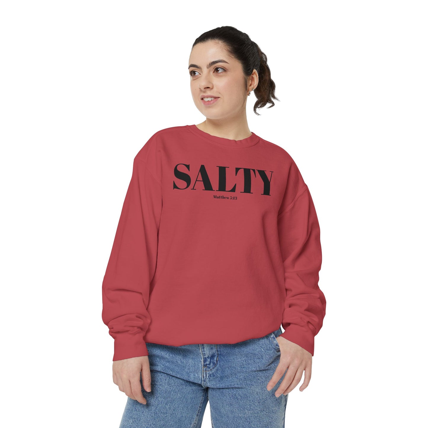 Salty Graphic Sweatshirt — Beachy Minimalist Crewneck for Coastal Living