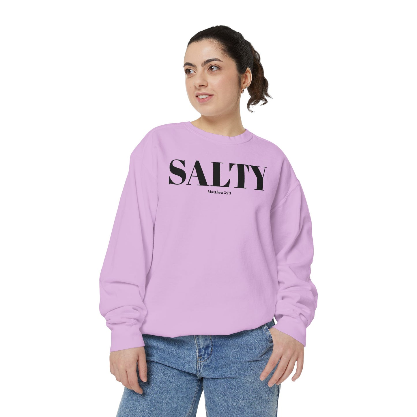 Salty Graphic Sweatshirt — Beachy Minimalist Crewneck for Coastal Living