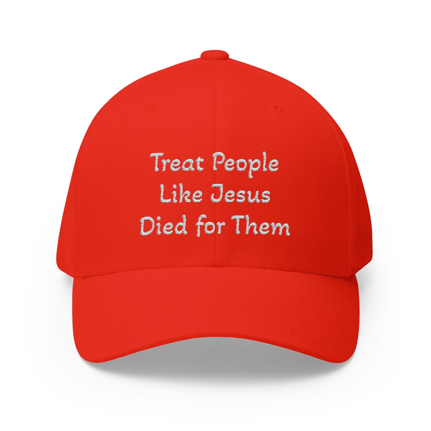 Embroidered Christian Baseball Cap — "Treat People Like Jesus Died for Them"
