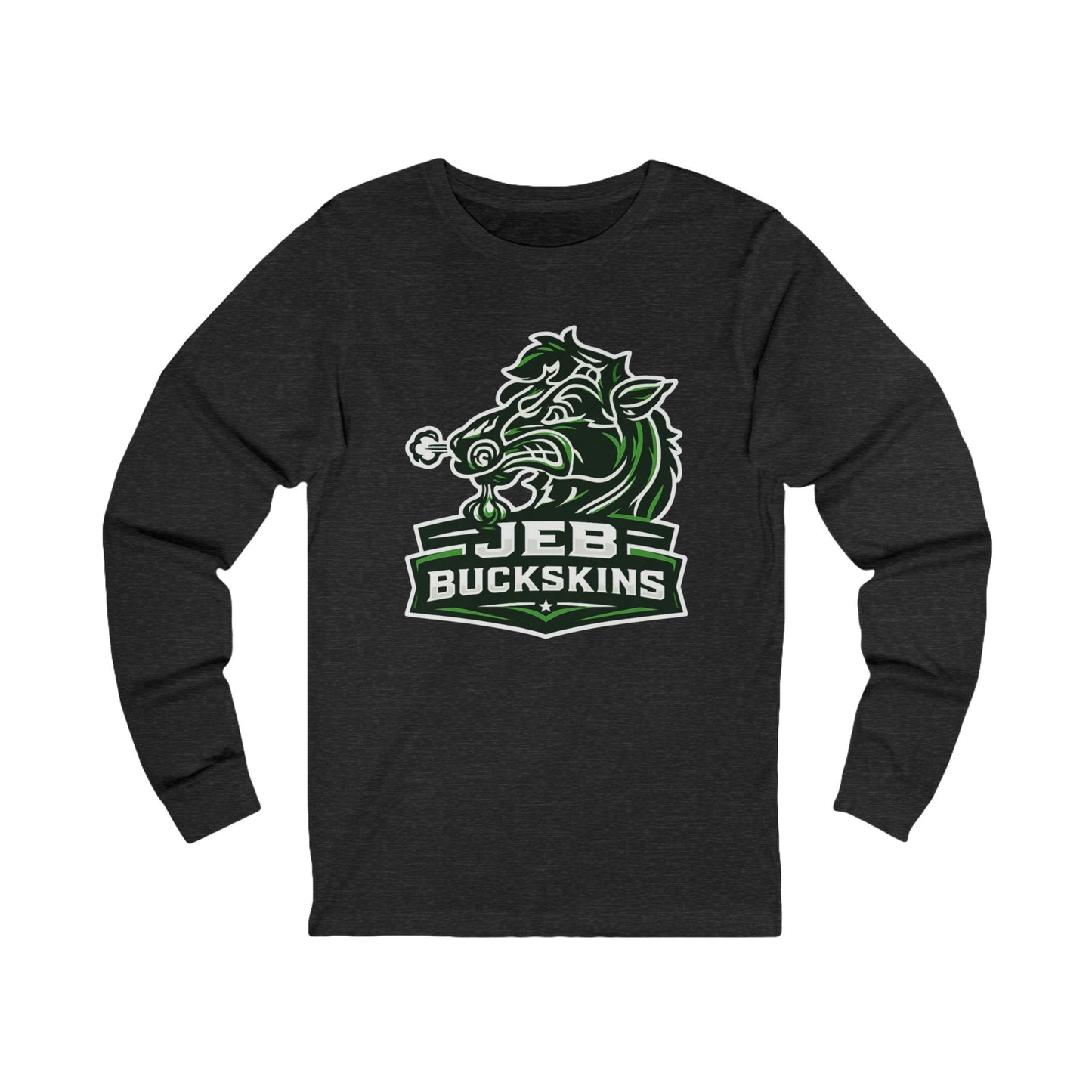 JEB Buckskins Long Sleeve Tee — Green Mascot Sports Logo Shirt
