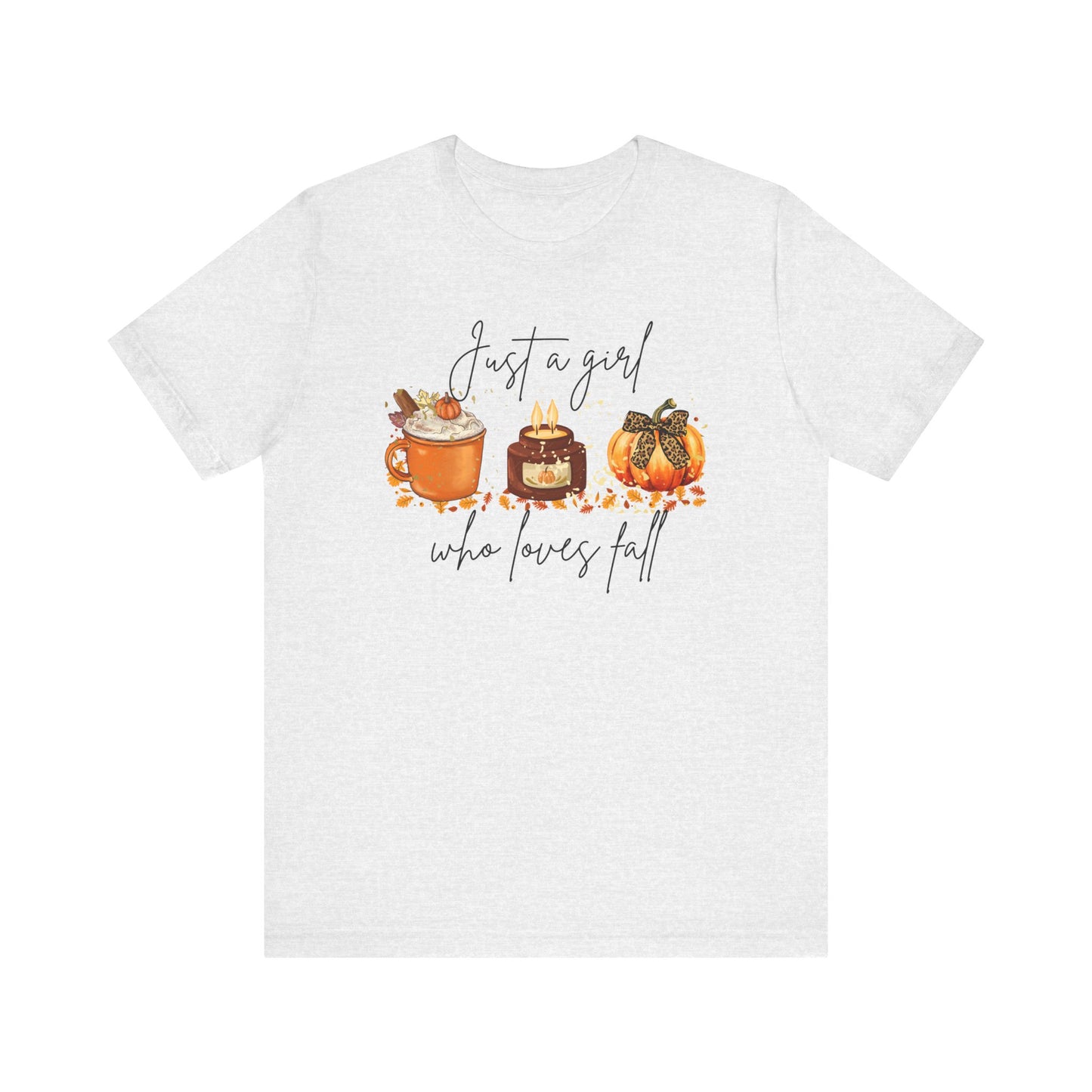 Fall Graphic Tee — "Just a Girl Who Loves Fall" Pumpkin Spice Shirt