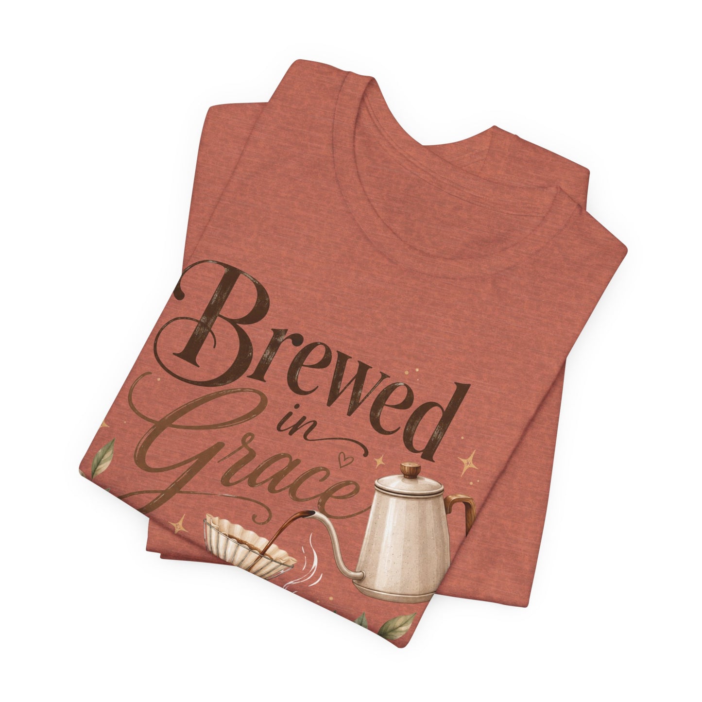 Brewed in Grace Coffee Tee — Faith & Coffee Graphic T-Shirt