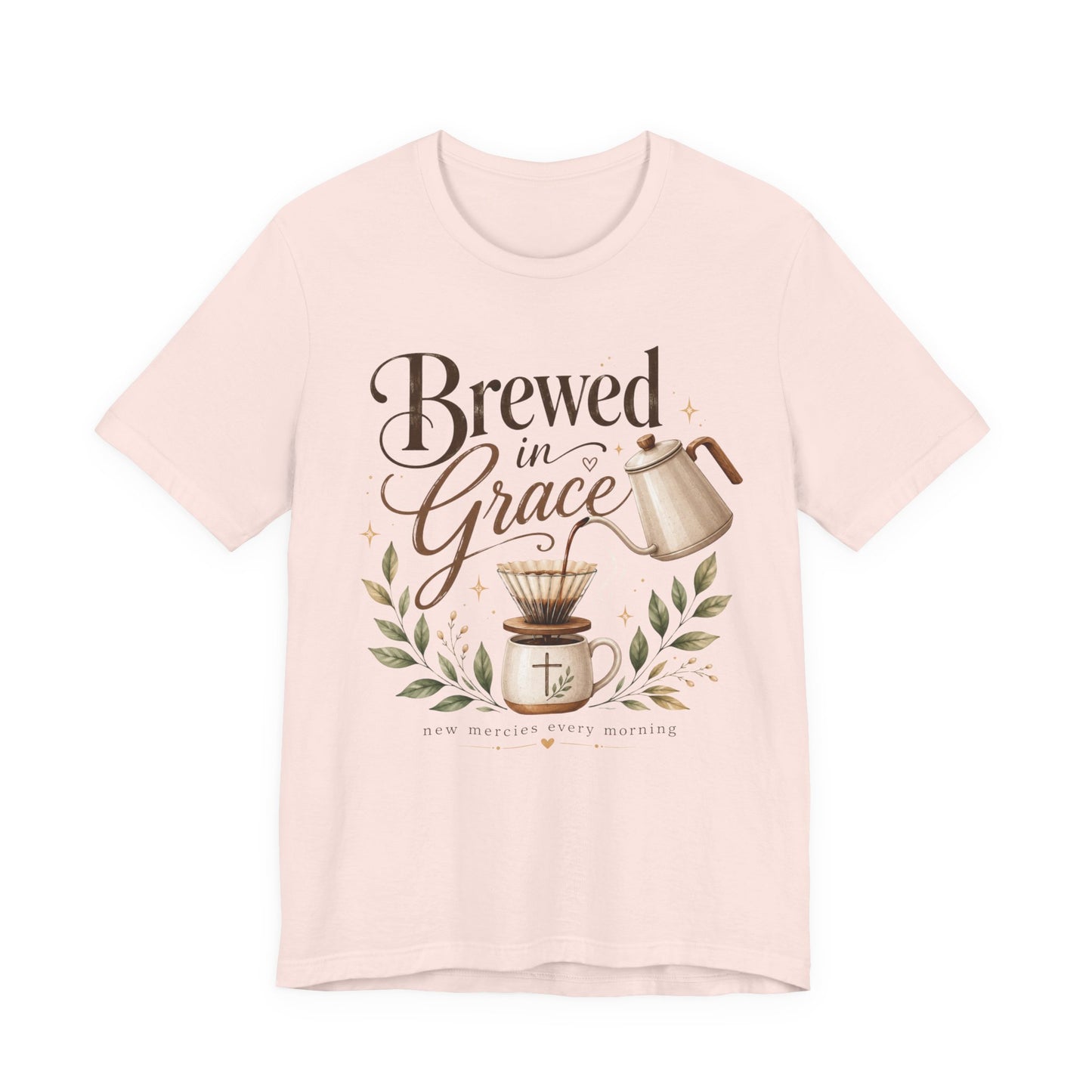 Brewed in Grace Coffee Tee — Faith & Coffee Graphic T-Shirt