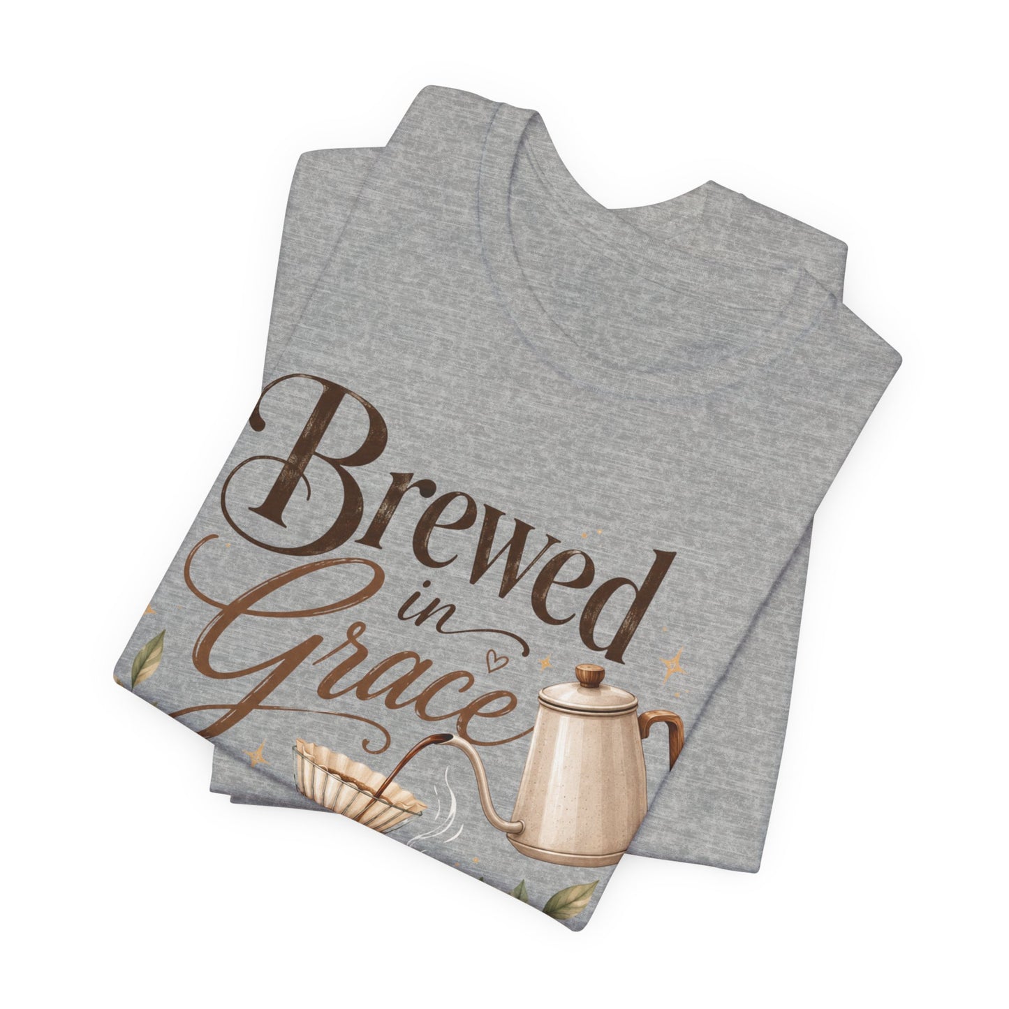 Brewed in Grace Coffee Tee — Faith & Coffee Graphic T-Shirt