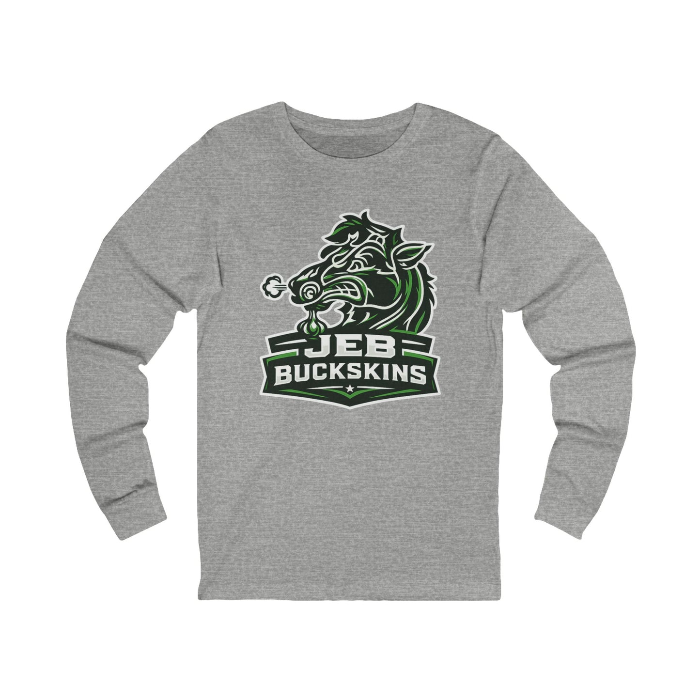 JEB Buckskins Long Sleeve Tee — Green Mascot Sports Logo Shirt