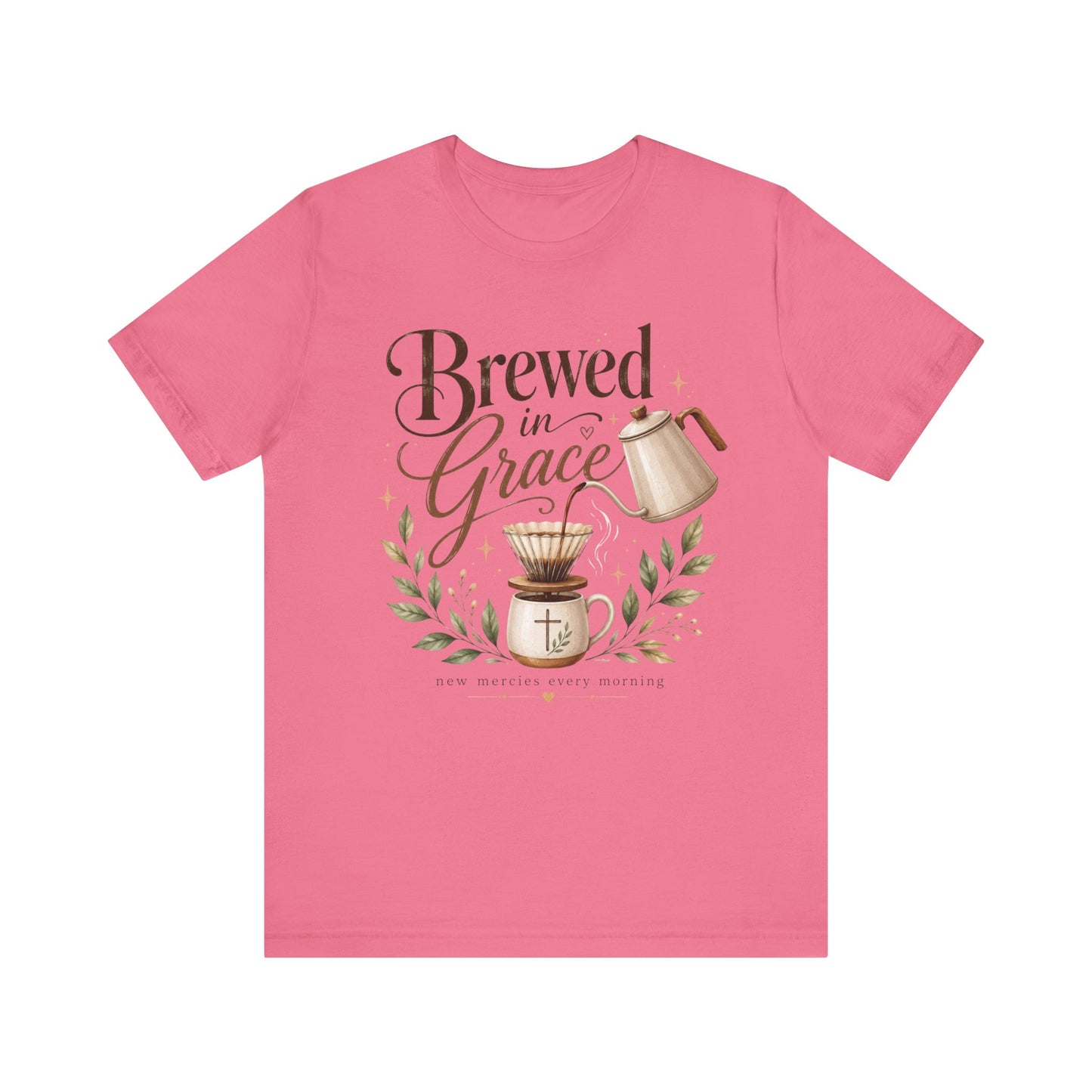 Brewed in Grace Coffee Tee — Faith & Coffee Graphic T-Shirt