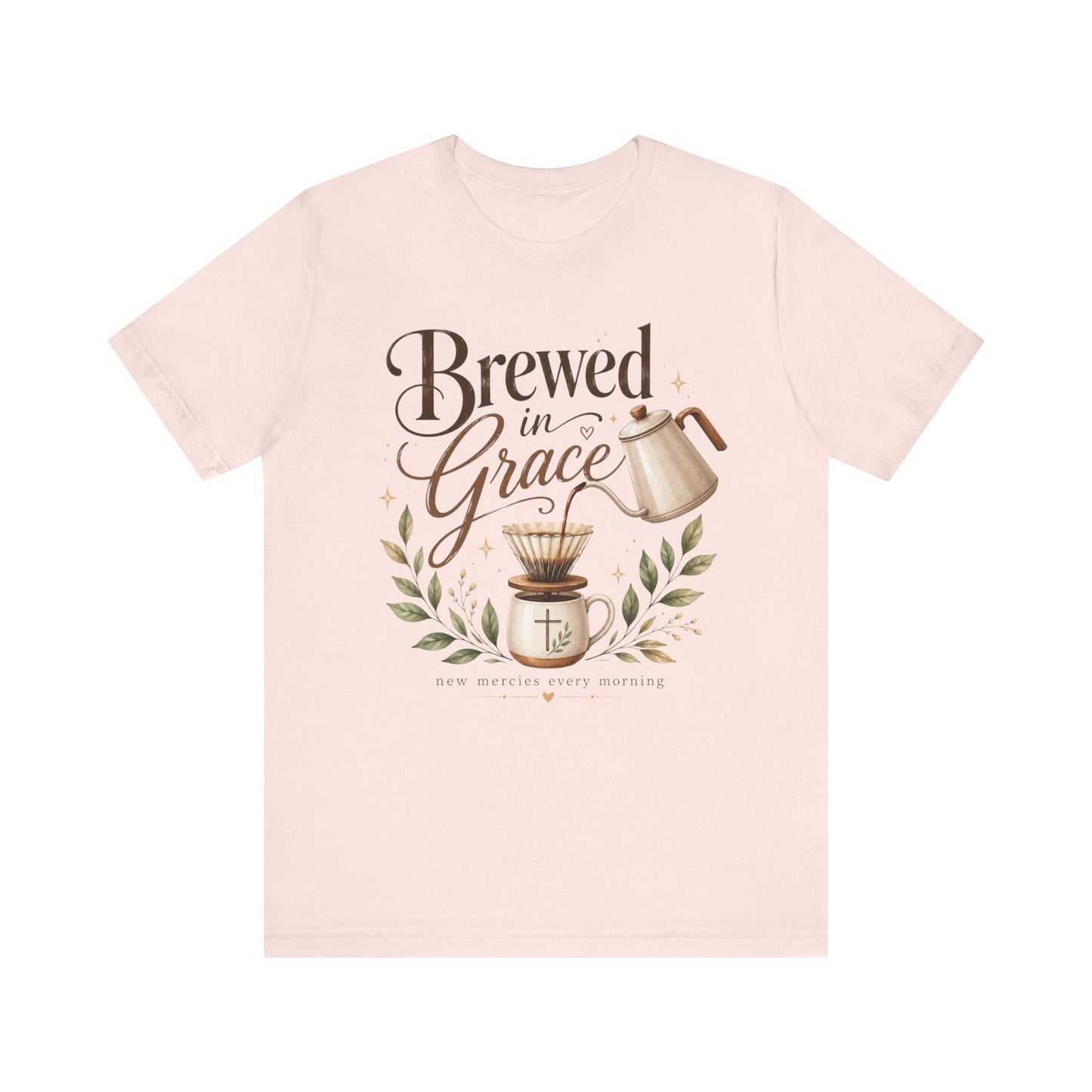 Brewed in Grace Coffee Tee — Faith & Coffee Graphic T-Shirt