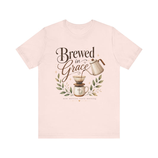 Brewed in Grace Coffee Tee — Faith & Coffee Graphic T-Shirt