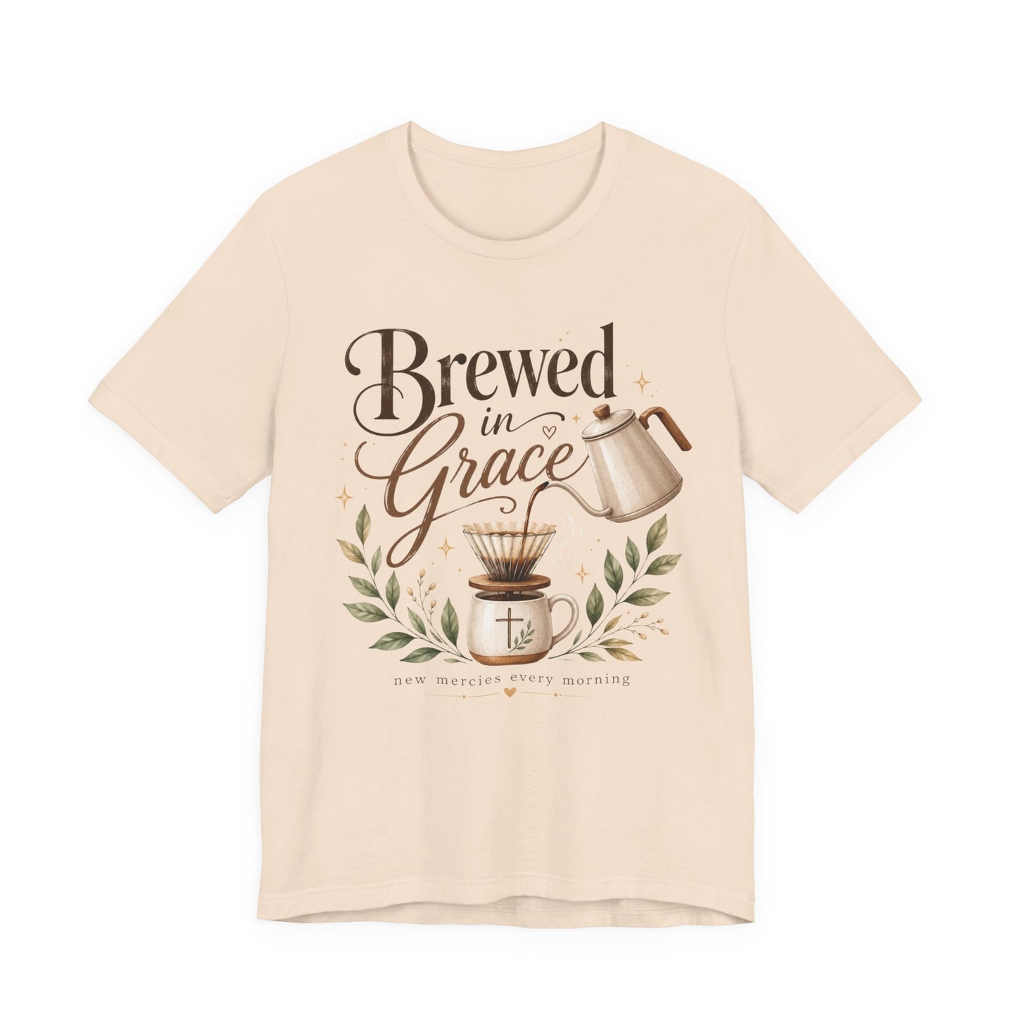 Brewed in Grace Coffee Tee — Faith & Coffee Graphic T-Shirt