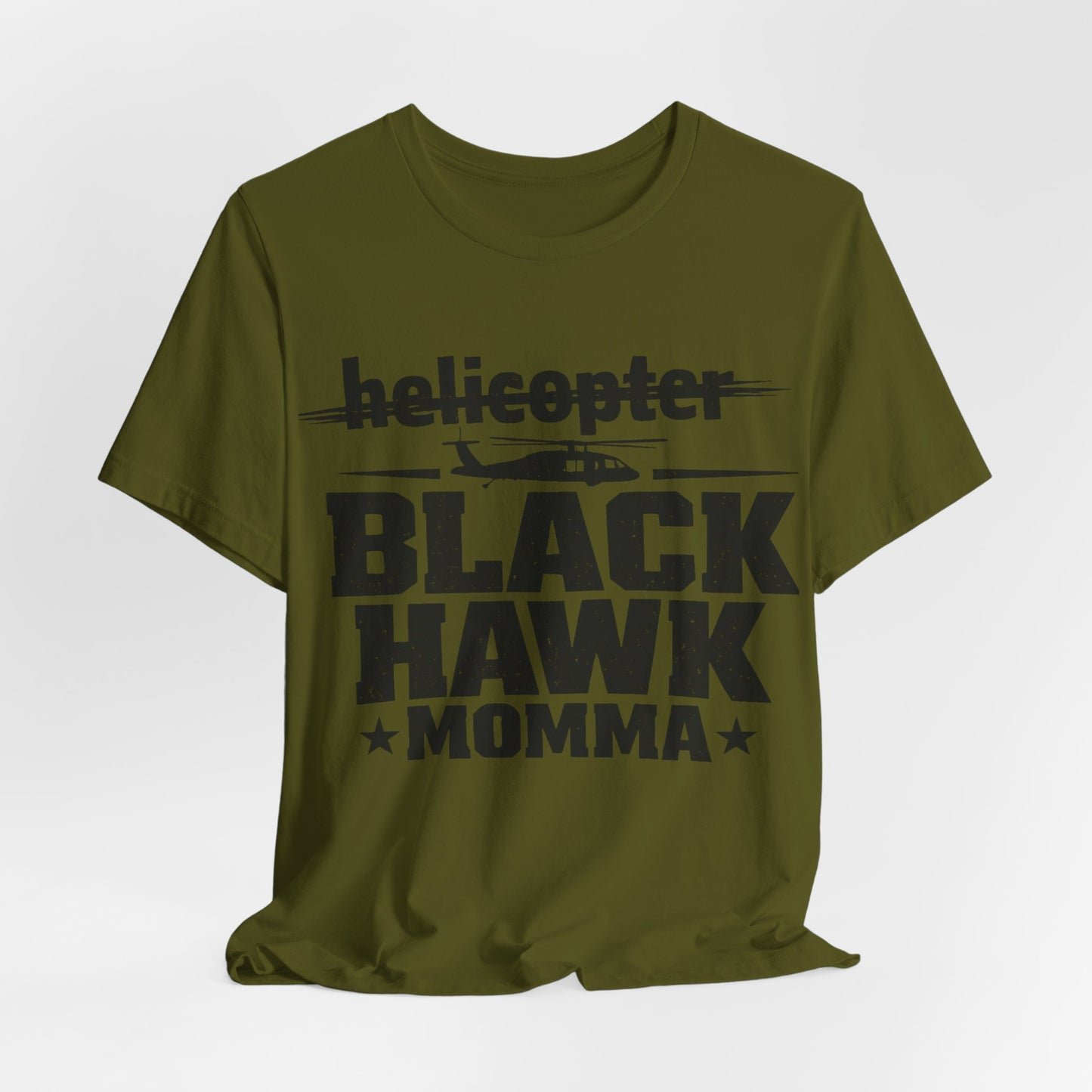 Black Hawk Momma T-Shirt — Helicopter Military Aviation Mom Tee