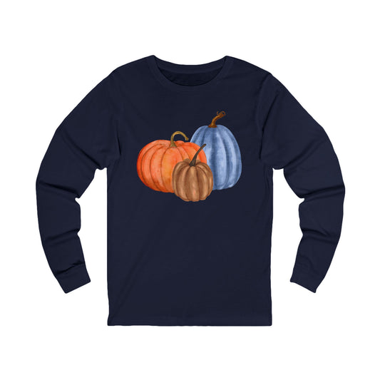Autumn Watercolor Pumpkins Long Sleeve Tee