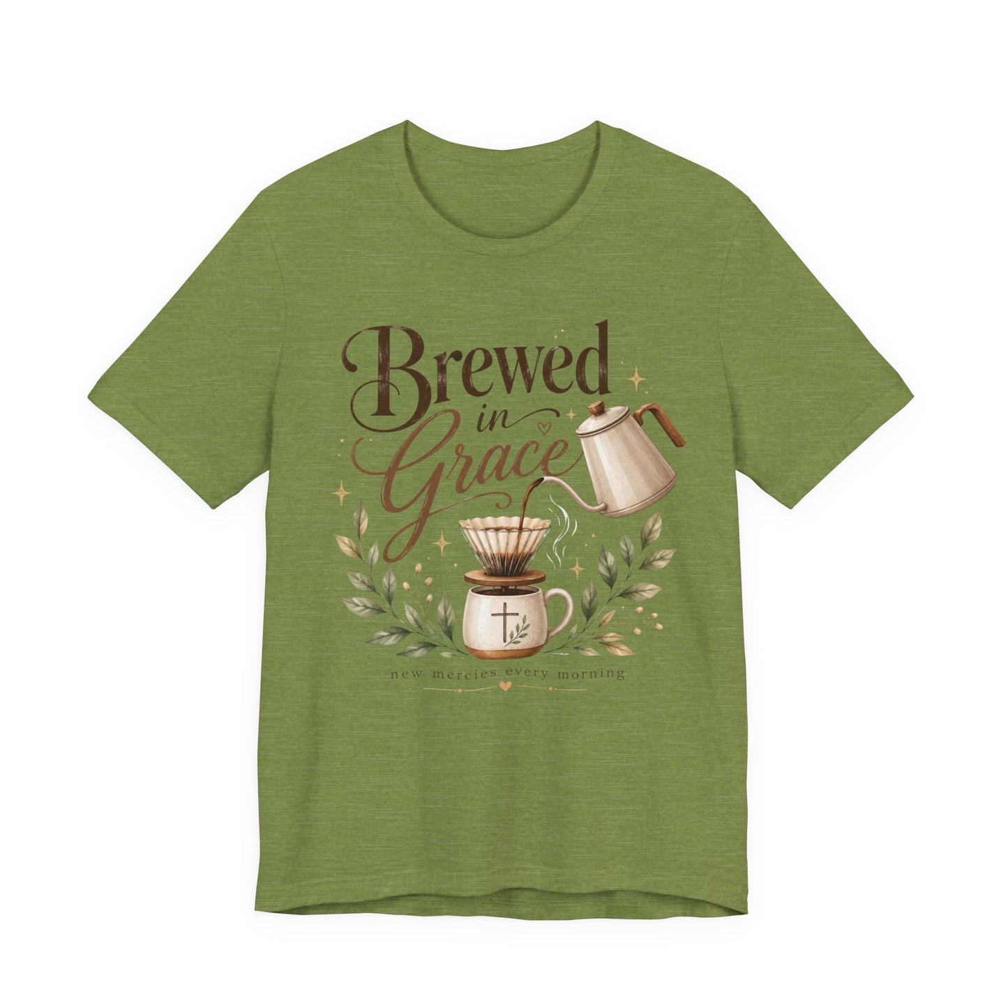 Brewed in Grace Coffee Tee — Faith & Coffee Graphic T-Shirt