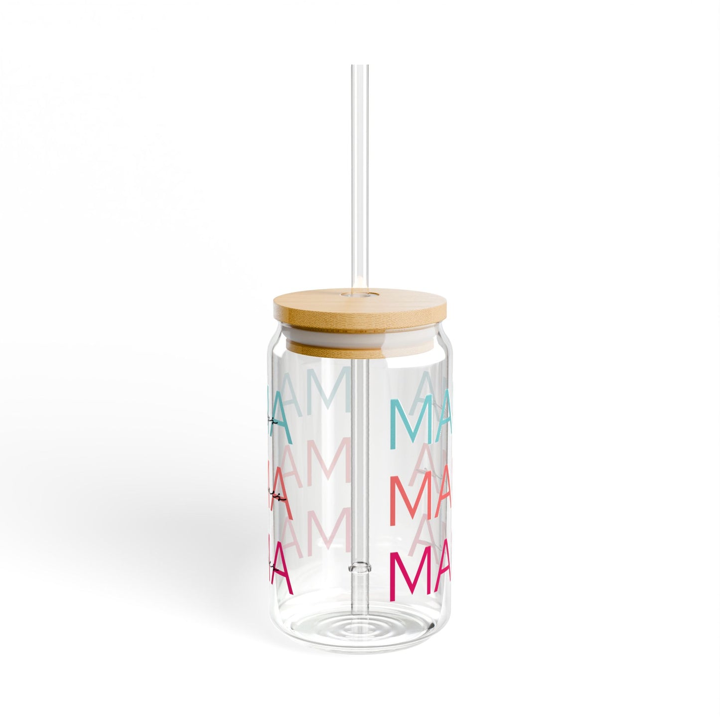Mama Repeating Pattern Sipper Glass — 16oz Bamboo Lid Straw Tumbler