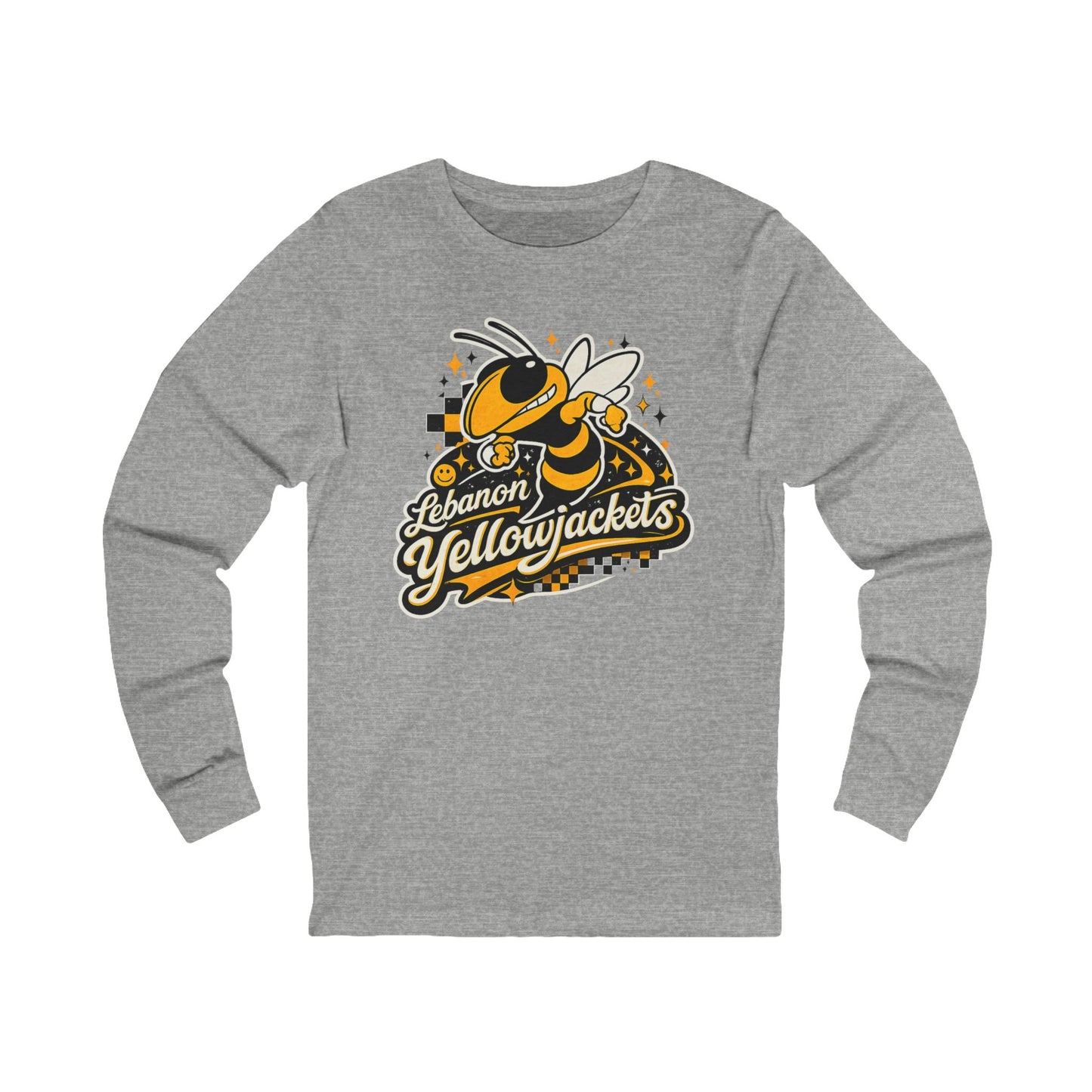 Yellowjackets Mascot Long Sleeve Tee — Lebanon School Spirit Shirt