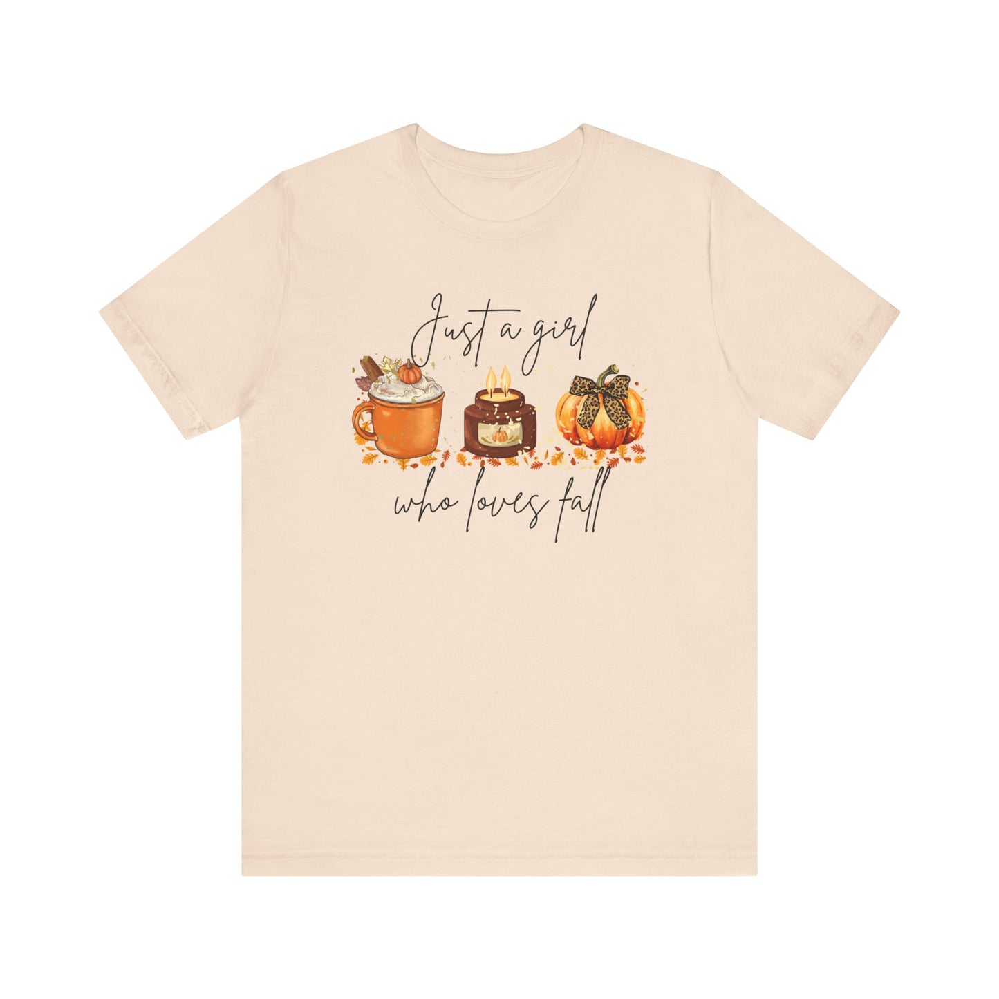 Fall Graphic Tee — "Just a Girl Who Loves Fall" Pumpkin Spice Shirt