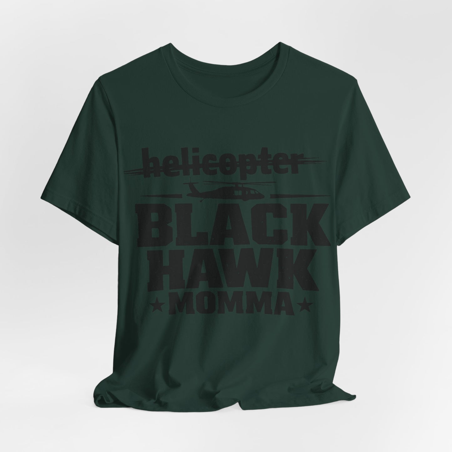 Black Hawk Momma T-Shirt — Helicopter Military Aviation Mom Tee