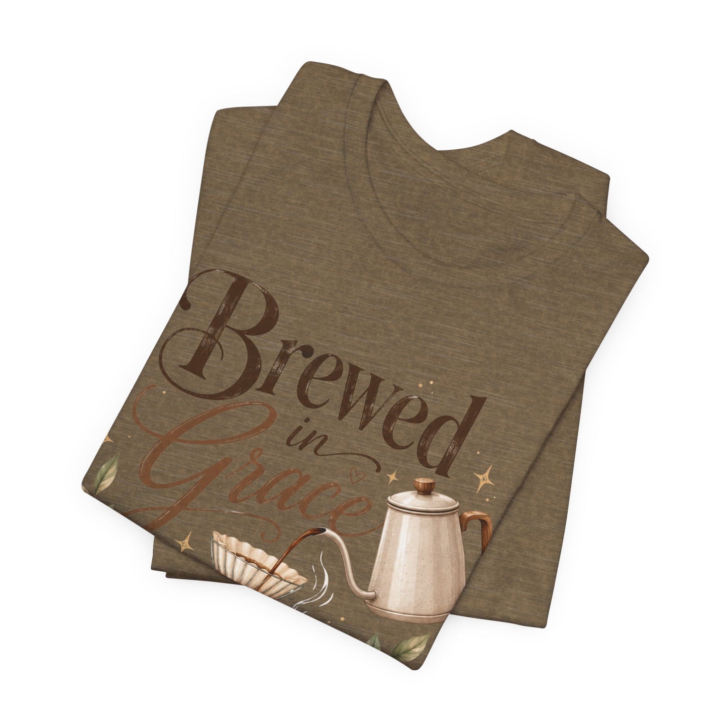Brewed in Grace Coffee Tee — Faith & Coffee Graphic T-Shirt