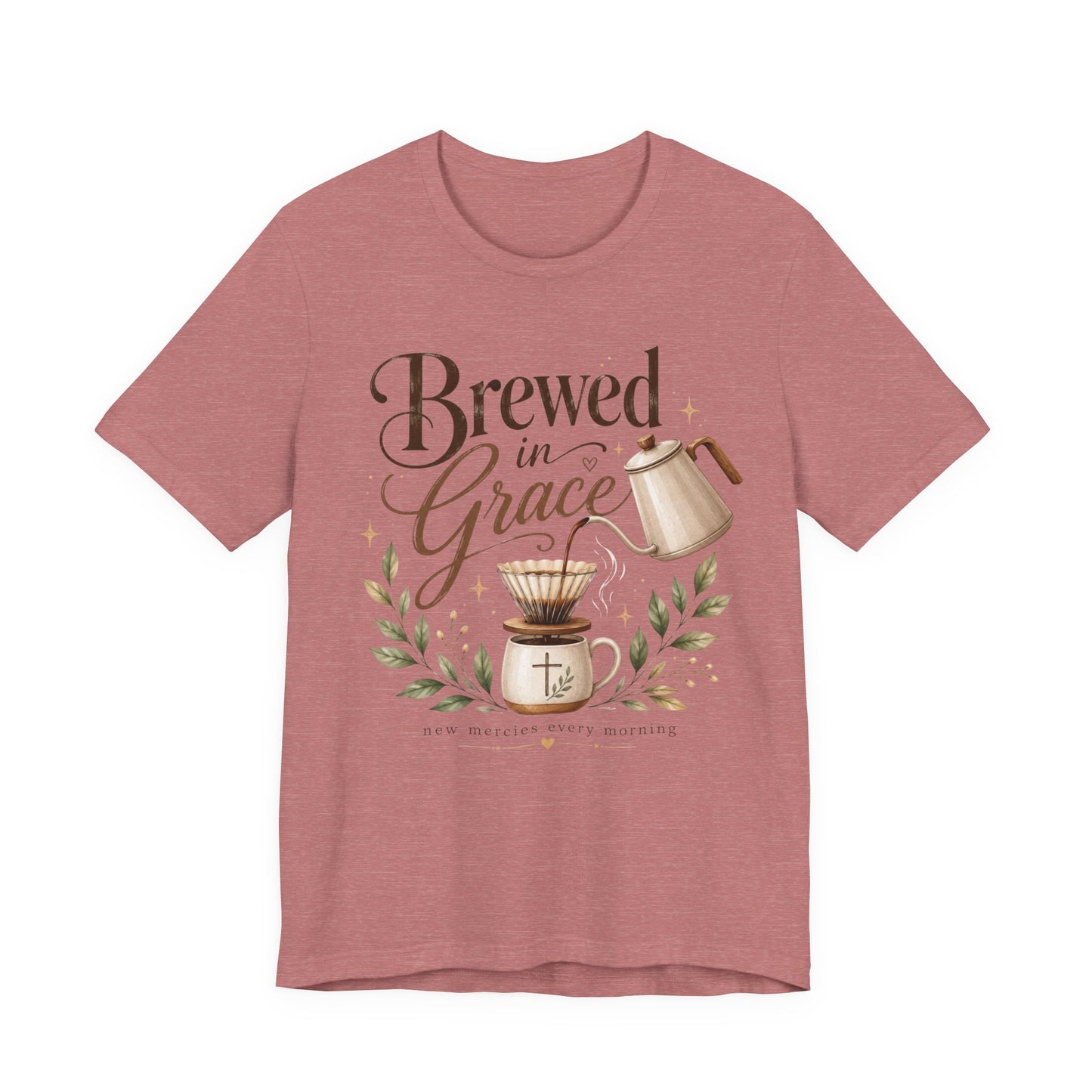 Brewed in Grace Coffee Tee — Faith & Coffee Graphic T-Shirt