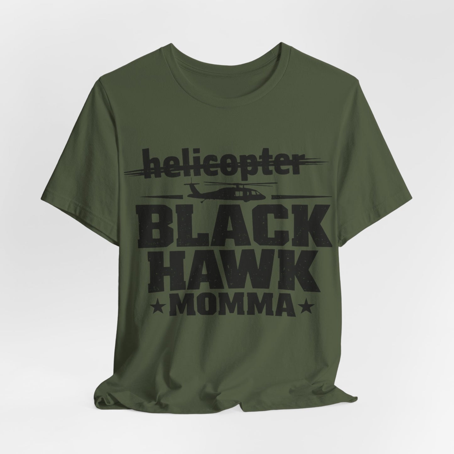 Black Hawk Momma T-Shirt — Helicopter Military Aviation Mom Tee