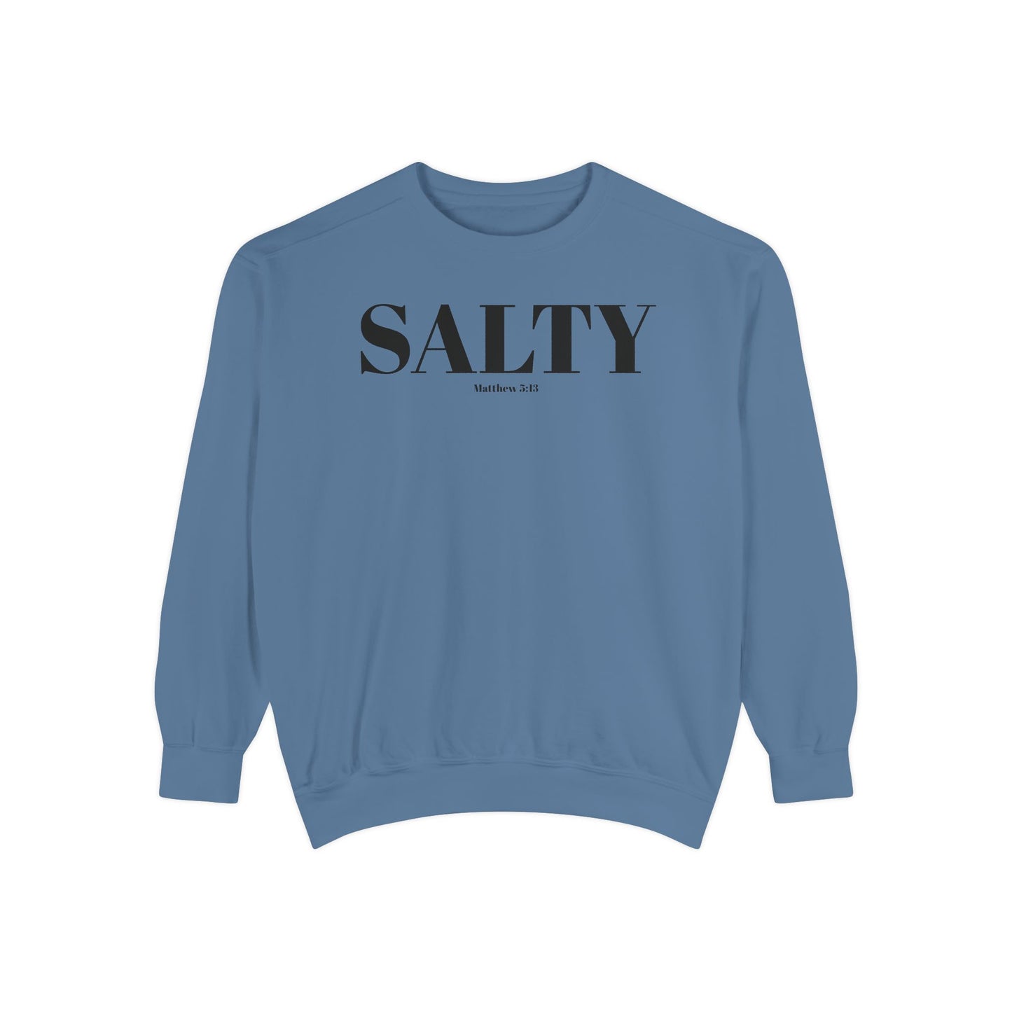 Salty Graphic Sweatshirt — Beachy Minimalist Crewneck for Coastal Living