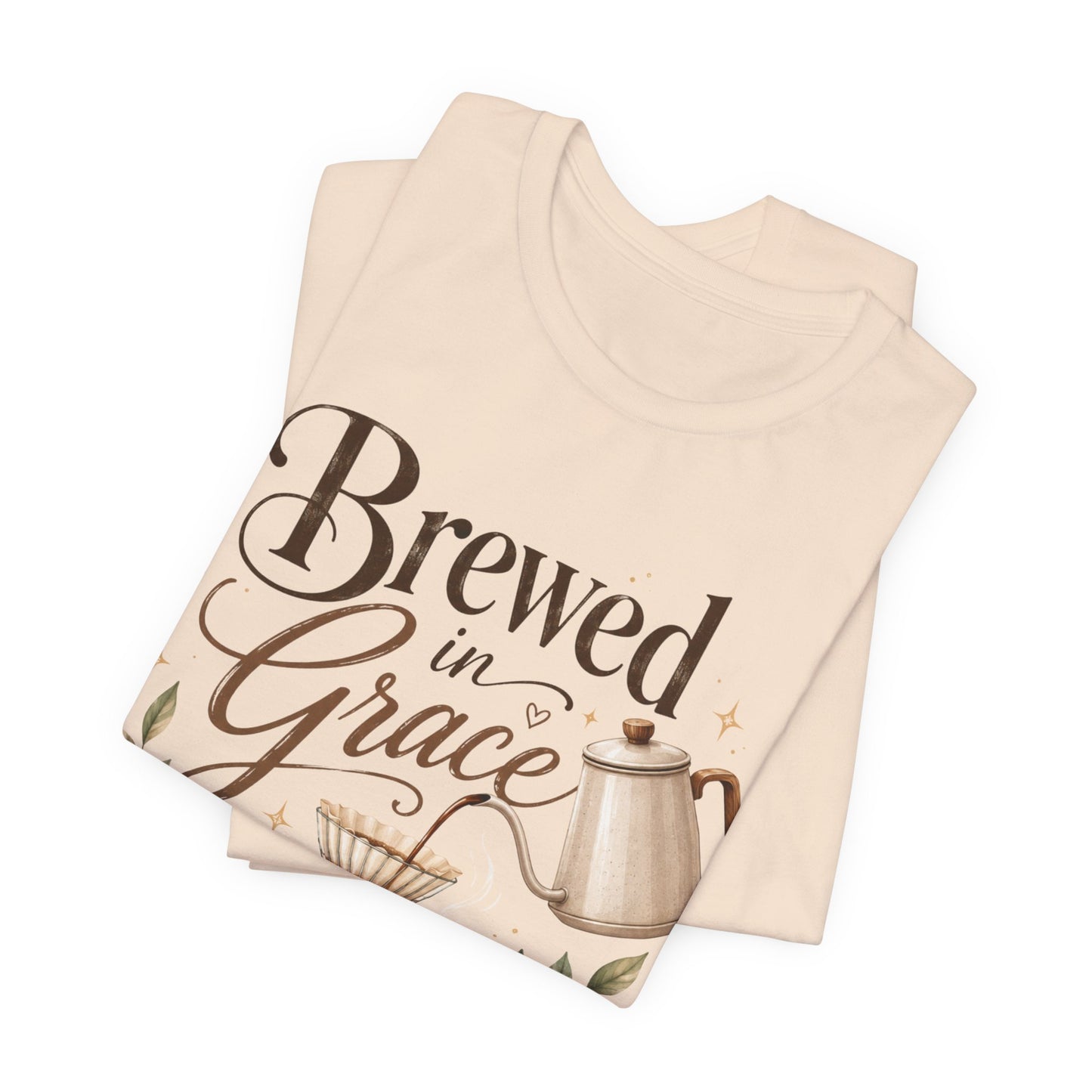 Brewed in Grace Coffee Tee — Faith & Coffee Graphic T-Shirt