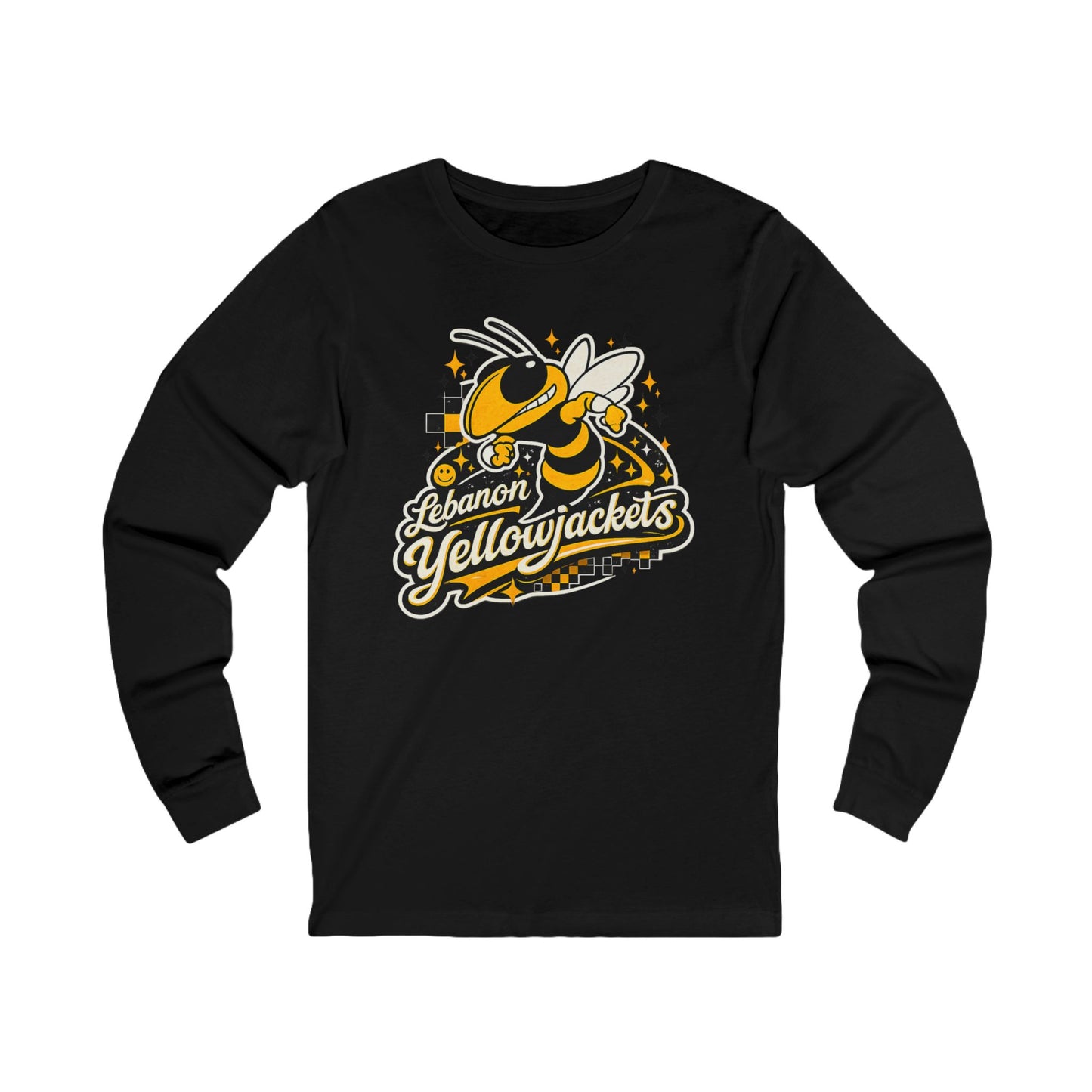 Yellowjackets Mascot Long Sleeve Tee — Lebanon School Spirit Shirt