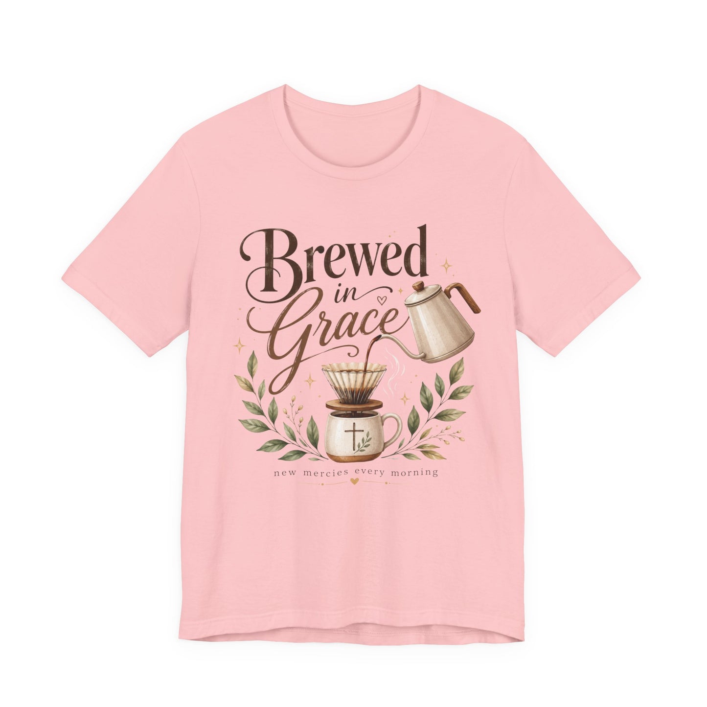 Brewed in Grace Coffee Tee — Faith & Coffee Graphic T-Shirt