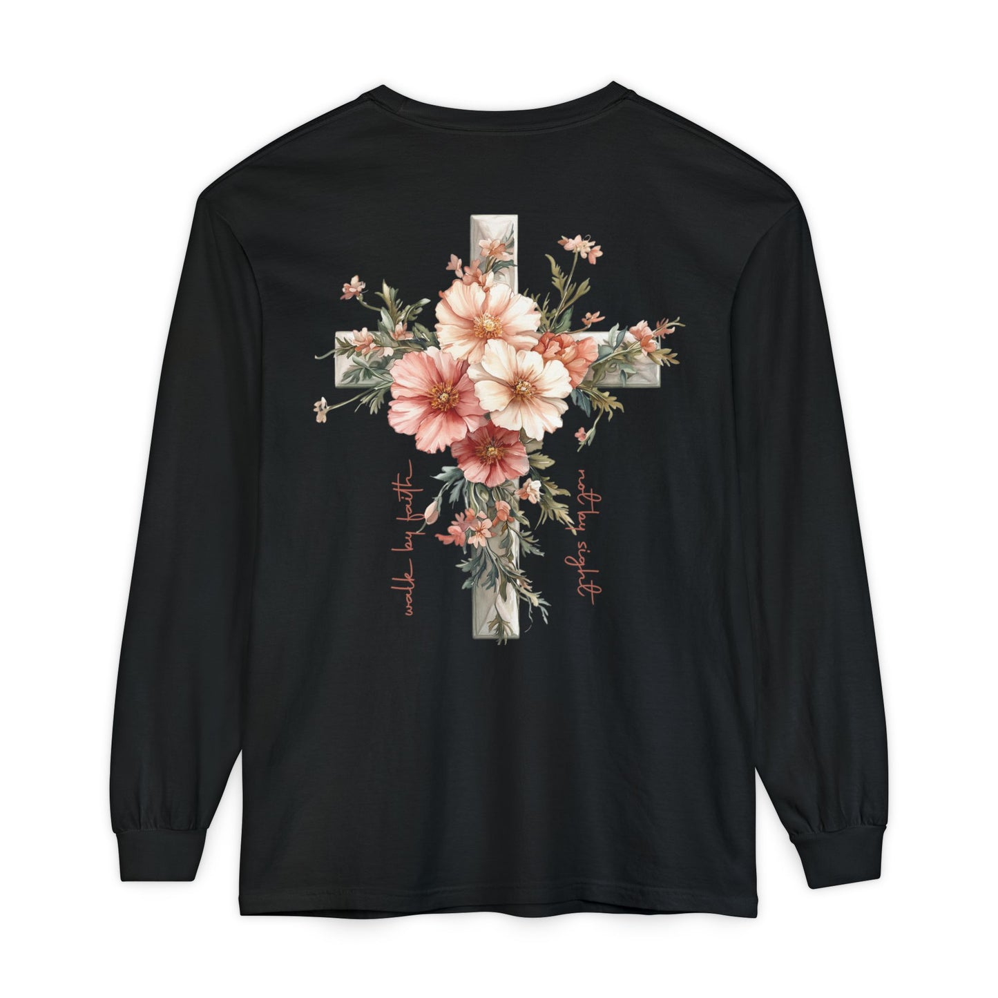 Jesus Is the Light Floral Cross Long Sleeve Tee