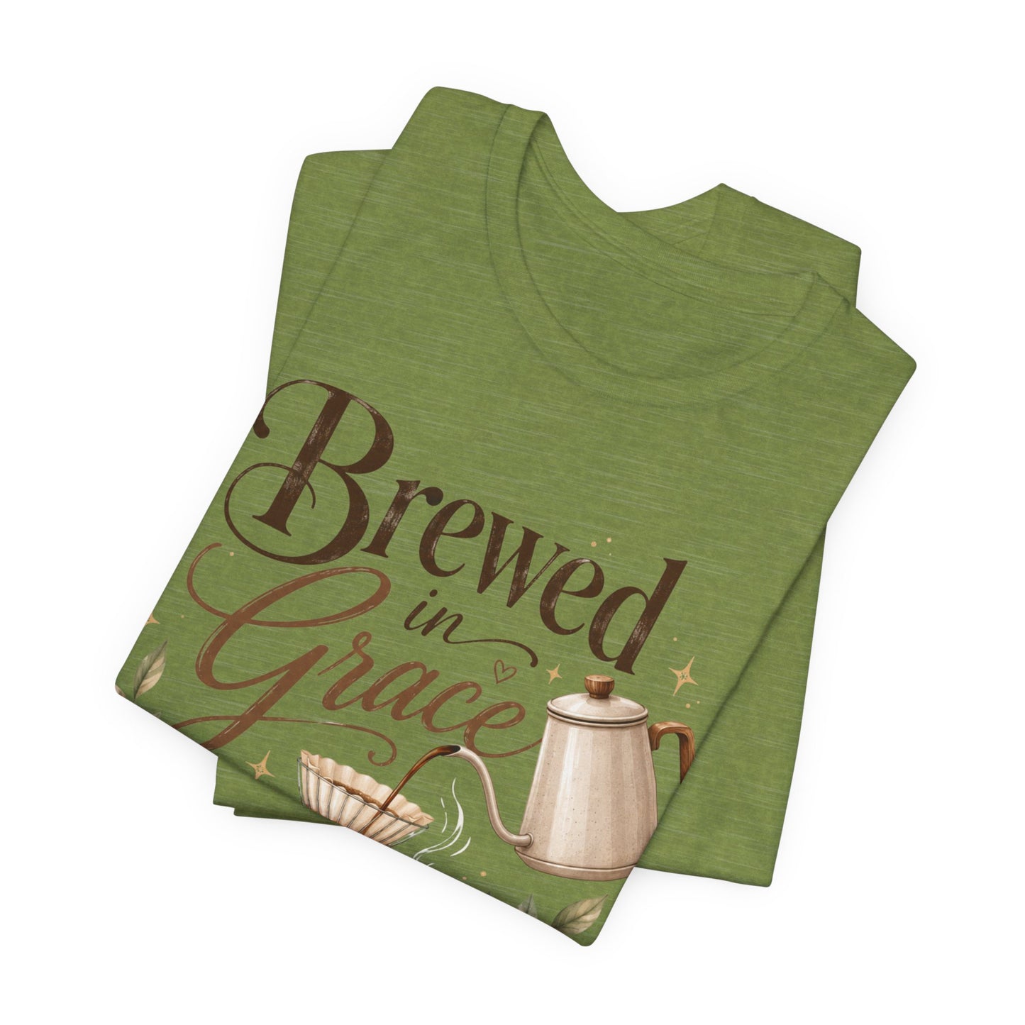 Brewed in Grace Coffee Tee — Faith & Coffee Graphic T-Shirt