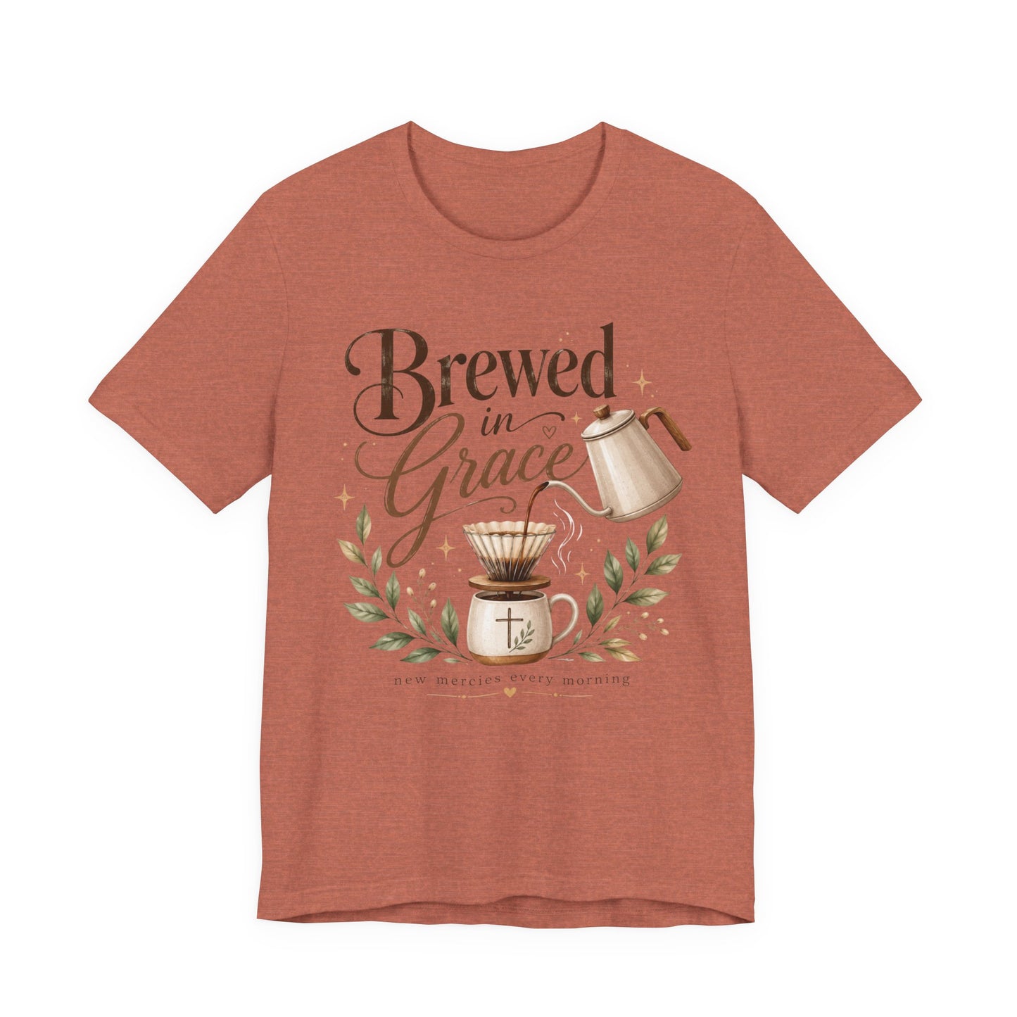 Brewed in Grace Coffee Tee — Faith & Coffee Graphic T-Shirt
