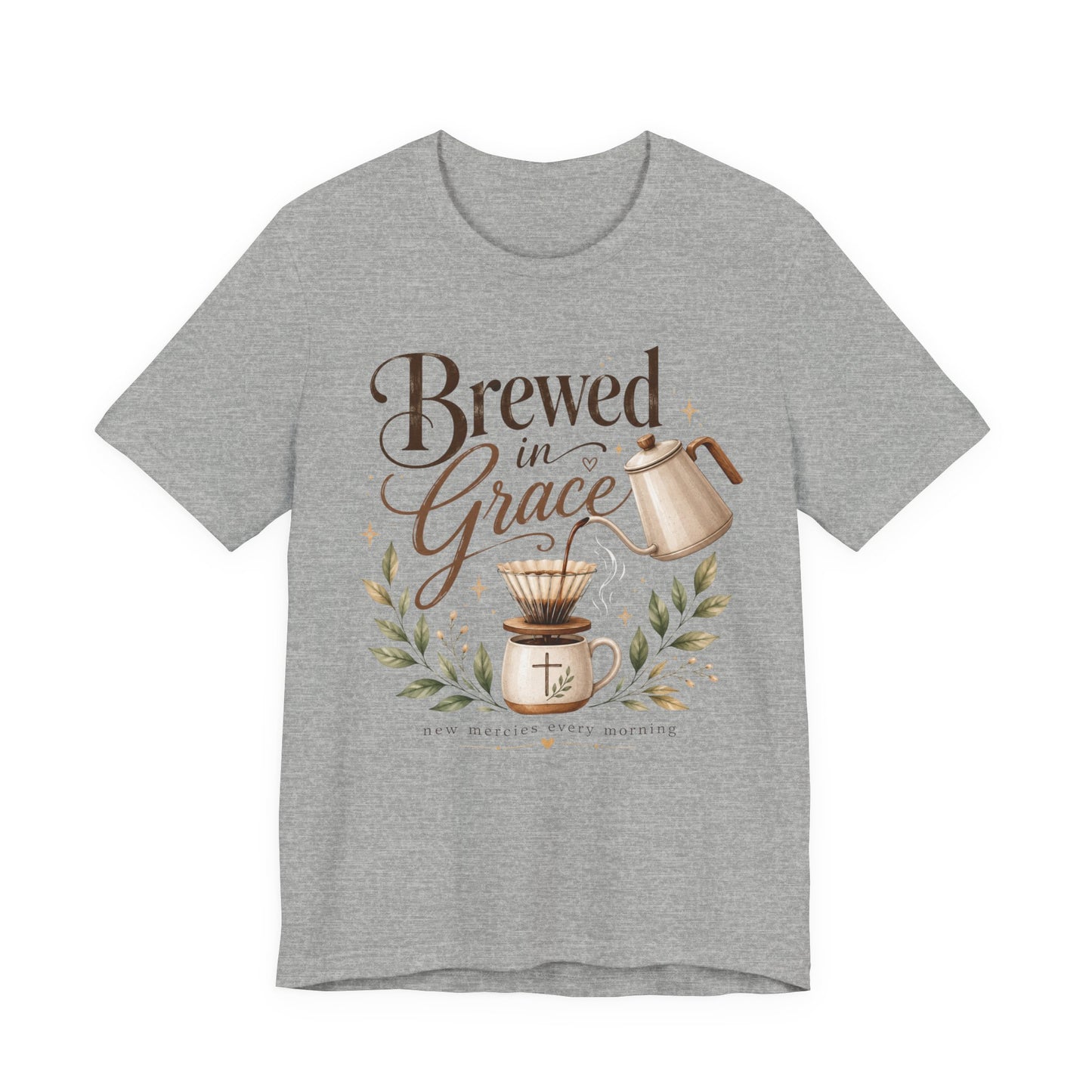 Brewed in Grace Coffee Tee — Faith & Coffee Graphic T-Shirt