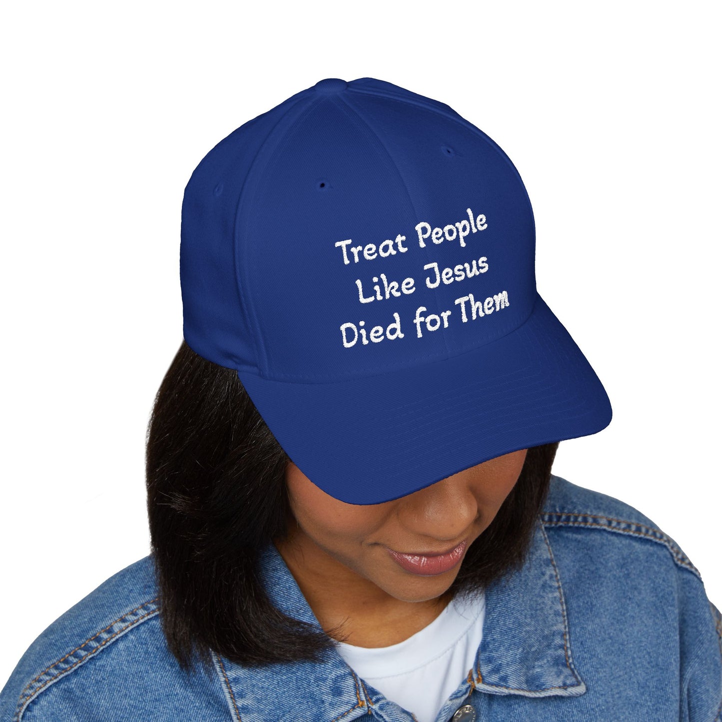 Embroidered Christian Baseball Cap — "Treat People Like Jesus Died for Them"
