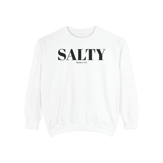 Salty Graphic Sweatshirt — Beachy Minimalist Crewneck for Coastal Living