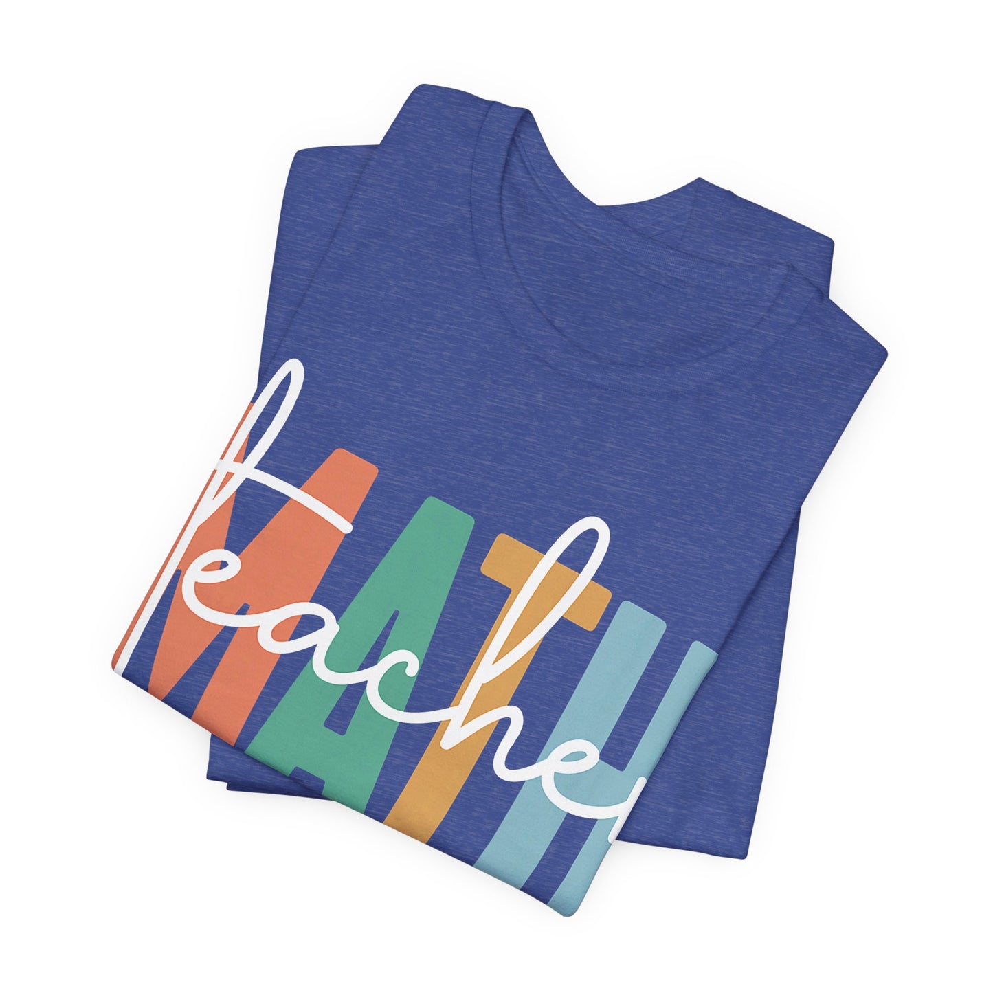 Teacher Mom T-Shirt – “teacher” over colorful MAMA letters, "like a normal teacher only way cooler"