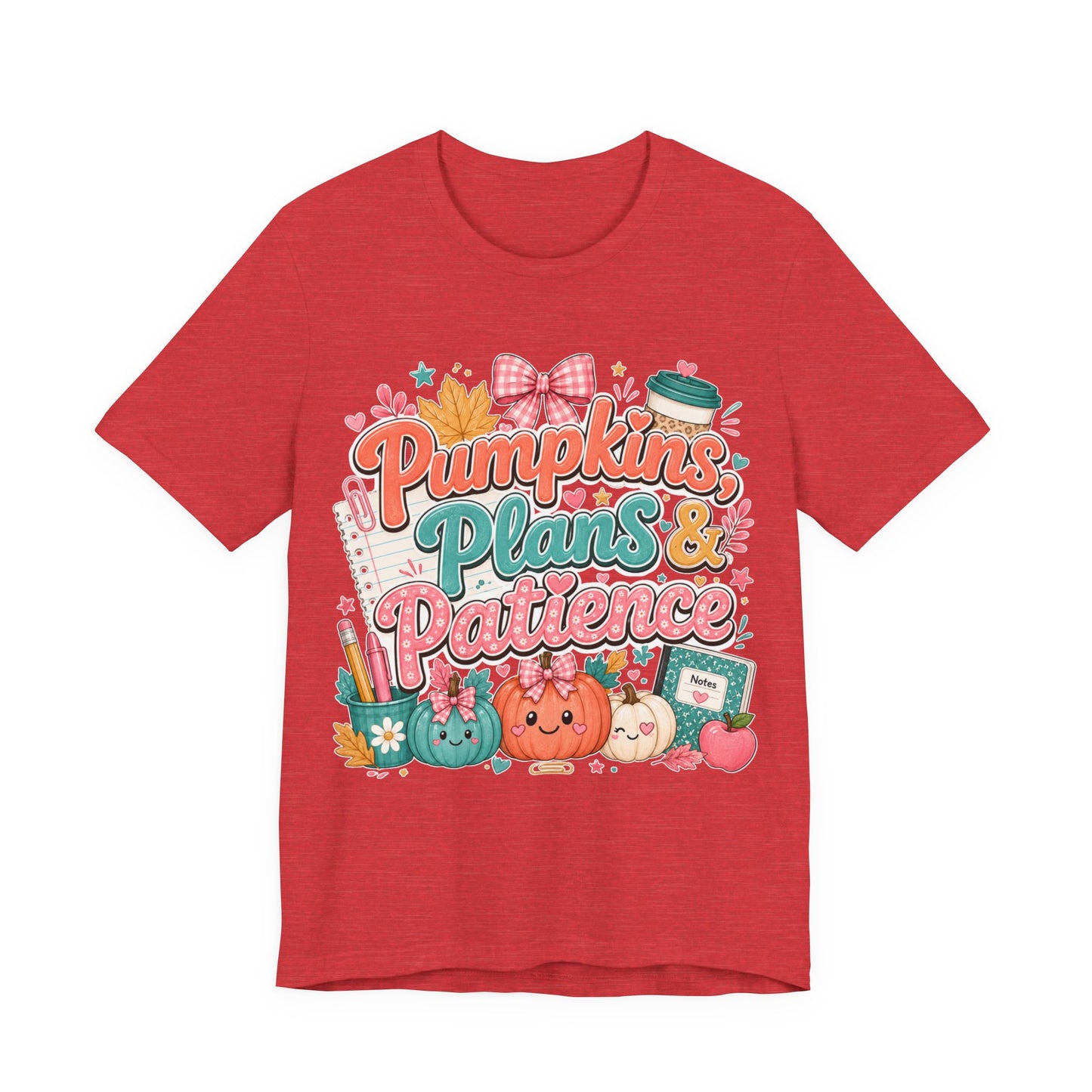 Pumpkins Plans & Patience Fall T-Shirt — Cute Pumpkin Autumn Graphic Tee