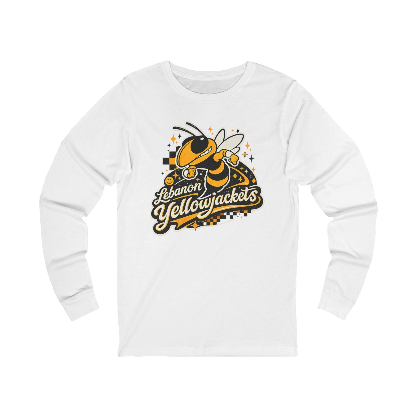 Yellowjackets Mascot Long Sleeve Tee — Lebanon School Spirit Shirt