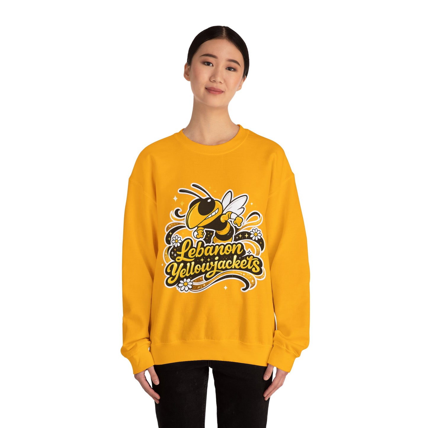Lebanon Yellowjackets Crewneck Sweatshirt — Retro Mascot School Spirit Pullover