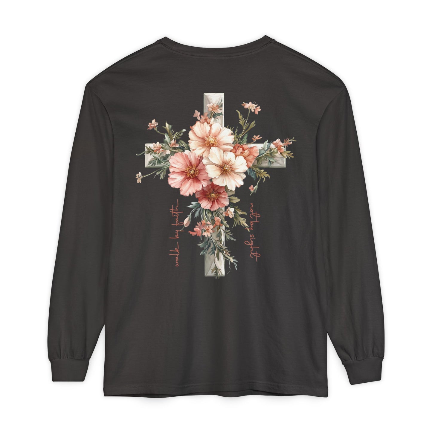Jesus Is the Light Floral Cross Long Sleeve Tee