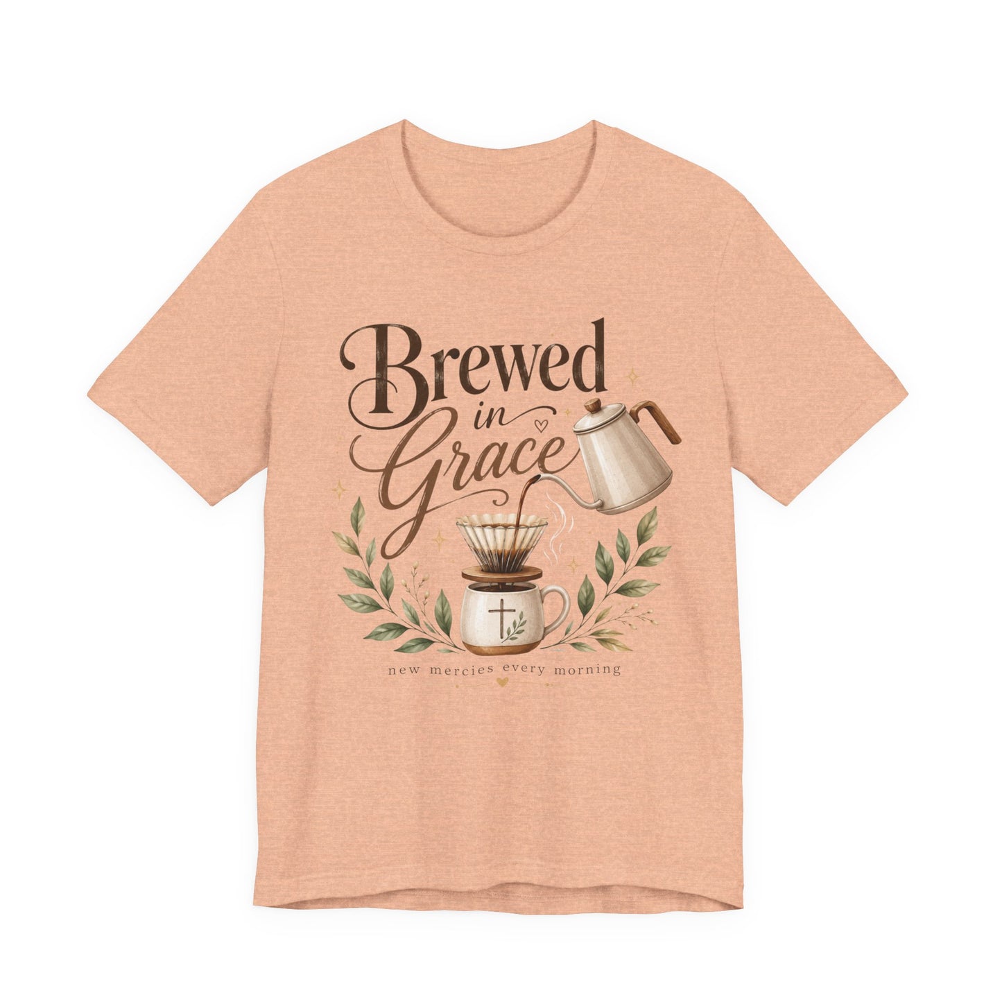 Brewed in Grace Coffee Tee — Faith & Coffee Graphic T-Shirt