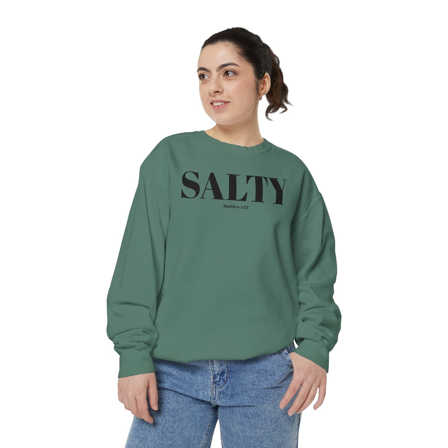 Salty Graphic Sweatshirt — Beachy Minimalist Crewneck for Coastal Living